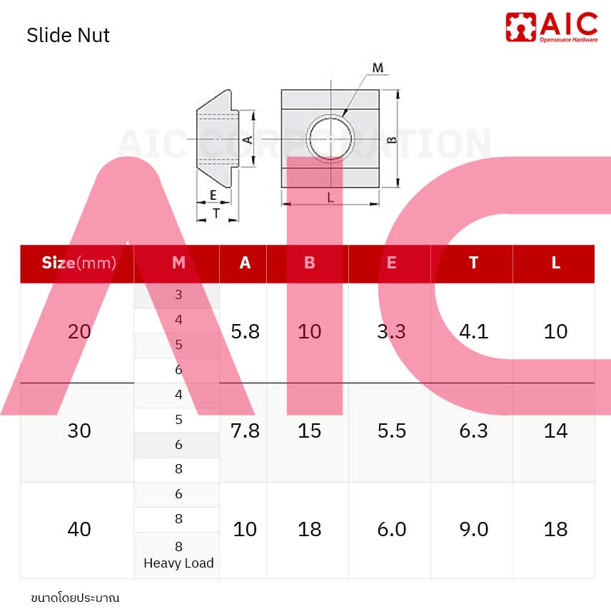 Slide Nut 20mm