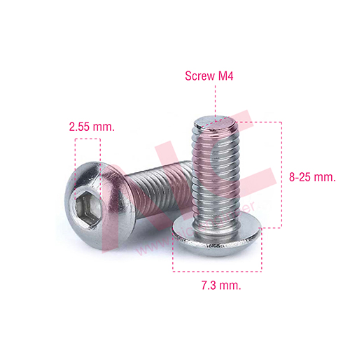 น็อตหัวจมกลมสแตนเลส M4