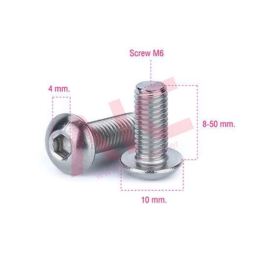 น็อตหัวจมกลมสแตนเลส M6