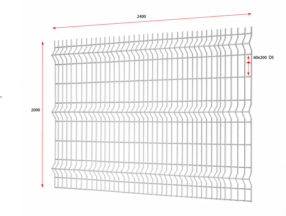 รั้ว V-shape galvanized 6x20 2.4x2 เมตร ลวด 5 mm