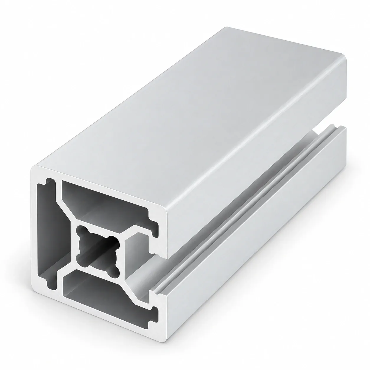 AAZ-33C — อลูมิเนียมโปรไฟล์ 30x30mm T-Nut ปิดร่อง 3ด้าน สีเงิน
