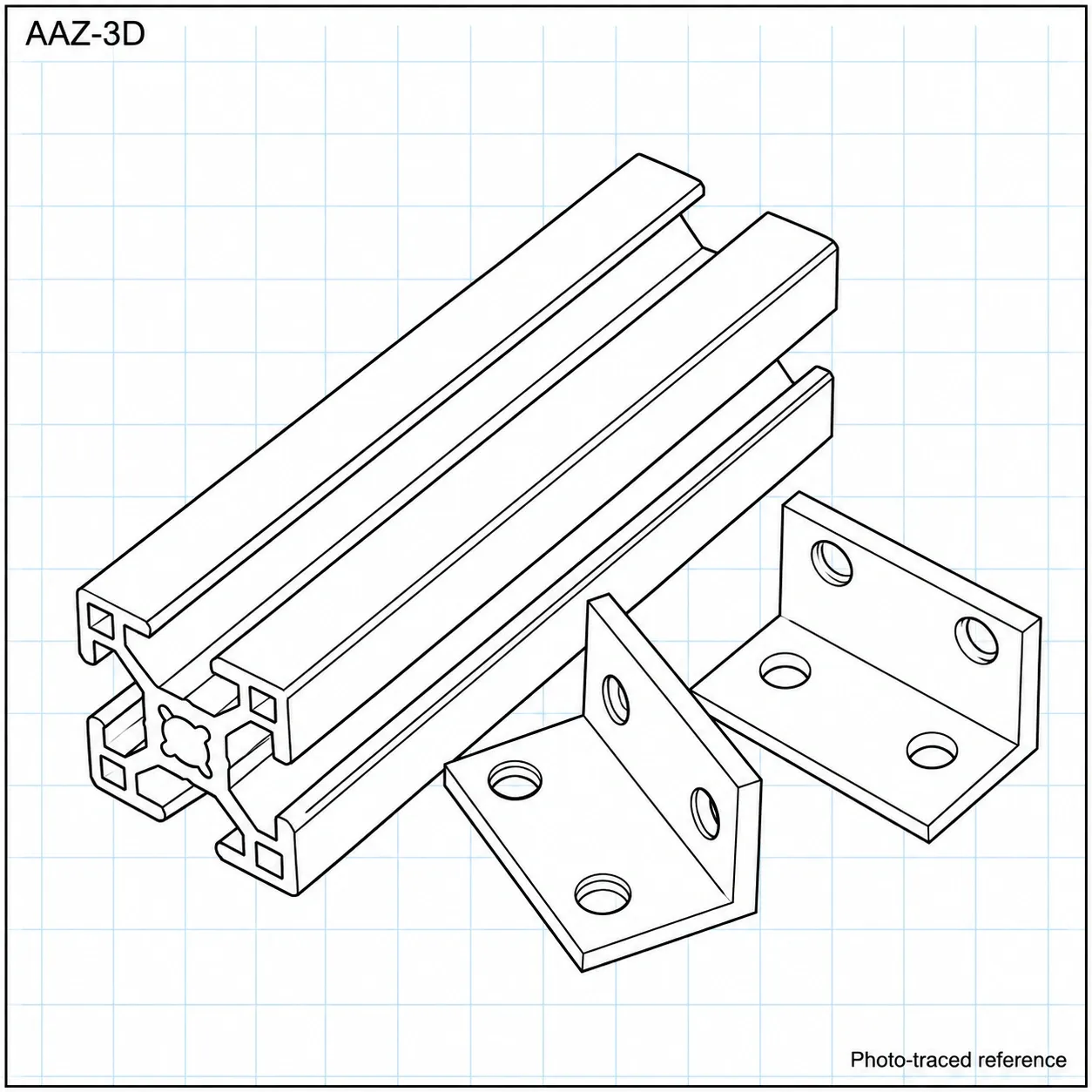 AAZ-3D — อลูมิเนียมโปรไฟล์ 30x30mm T-Nut สีแดง