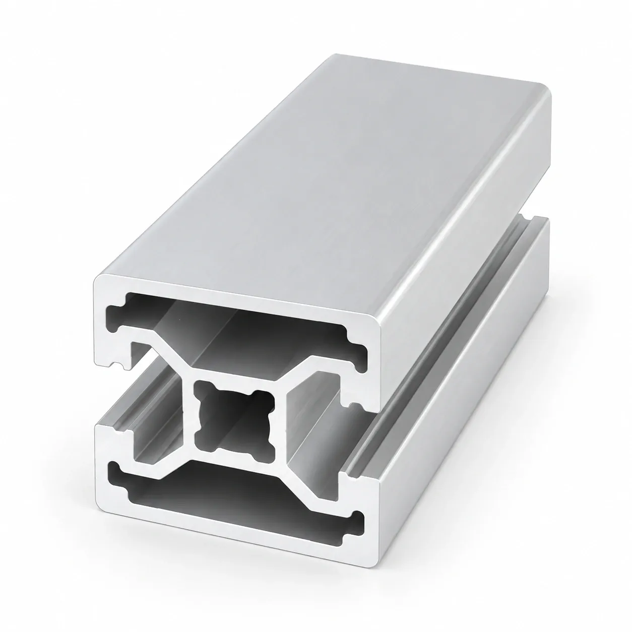 AAZ-42H — อลูมิเนียมโปรไฟล์ 40x40mm T-Nut ปิดร่อง 2ด้าน H สีเงิน