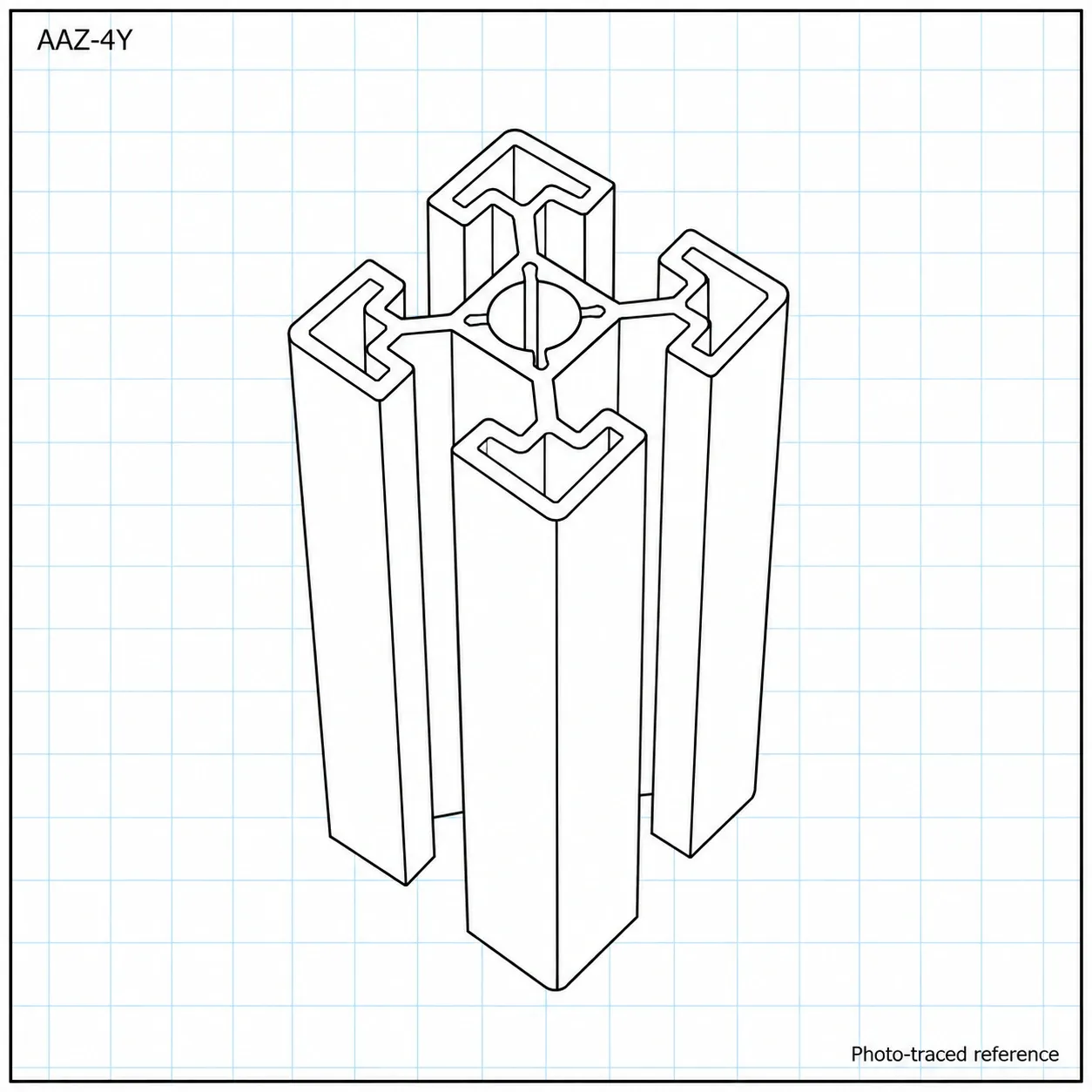 AAZ-4Y — อลูมิเนียมโปรไฟล์ 40x40mm T-Nut สีเหลือง