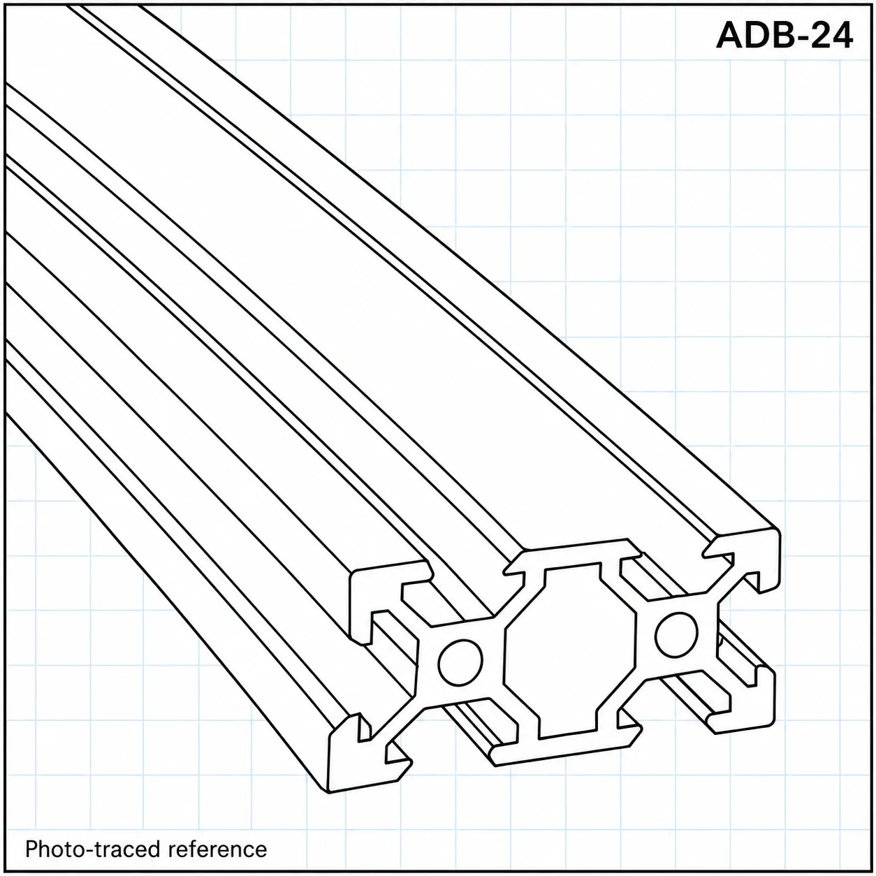 ADB-24 — อลูมิเนียมโปรไฟล์ 20x40mm V-Slot สีดำ