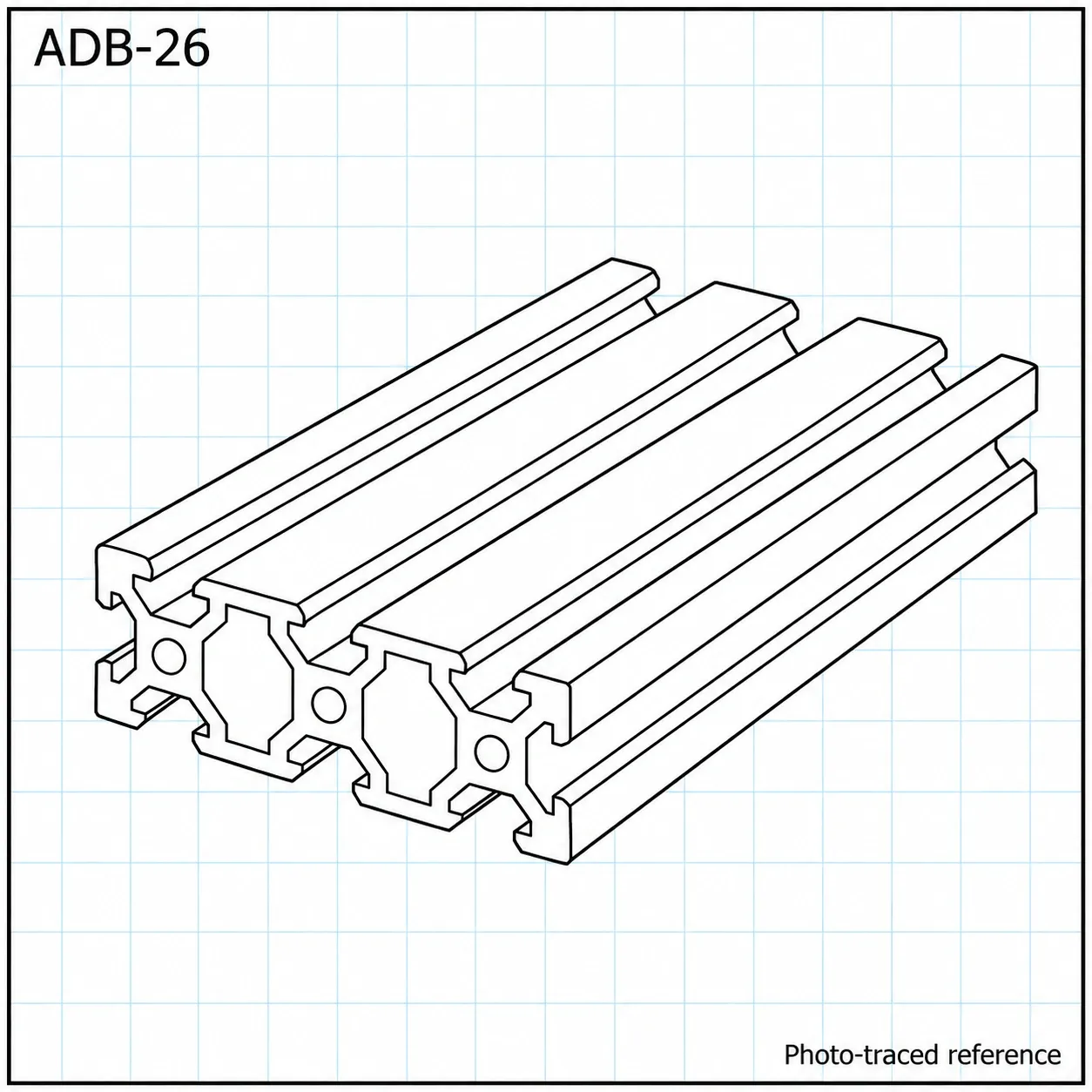 ADB-26 — อลูมิเนียมโปรไฟล์ 20x60mm V-Slot สีดำ