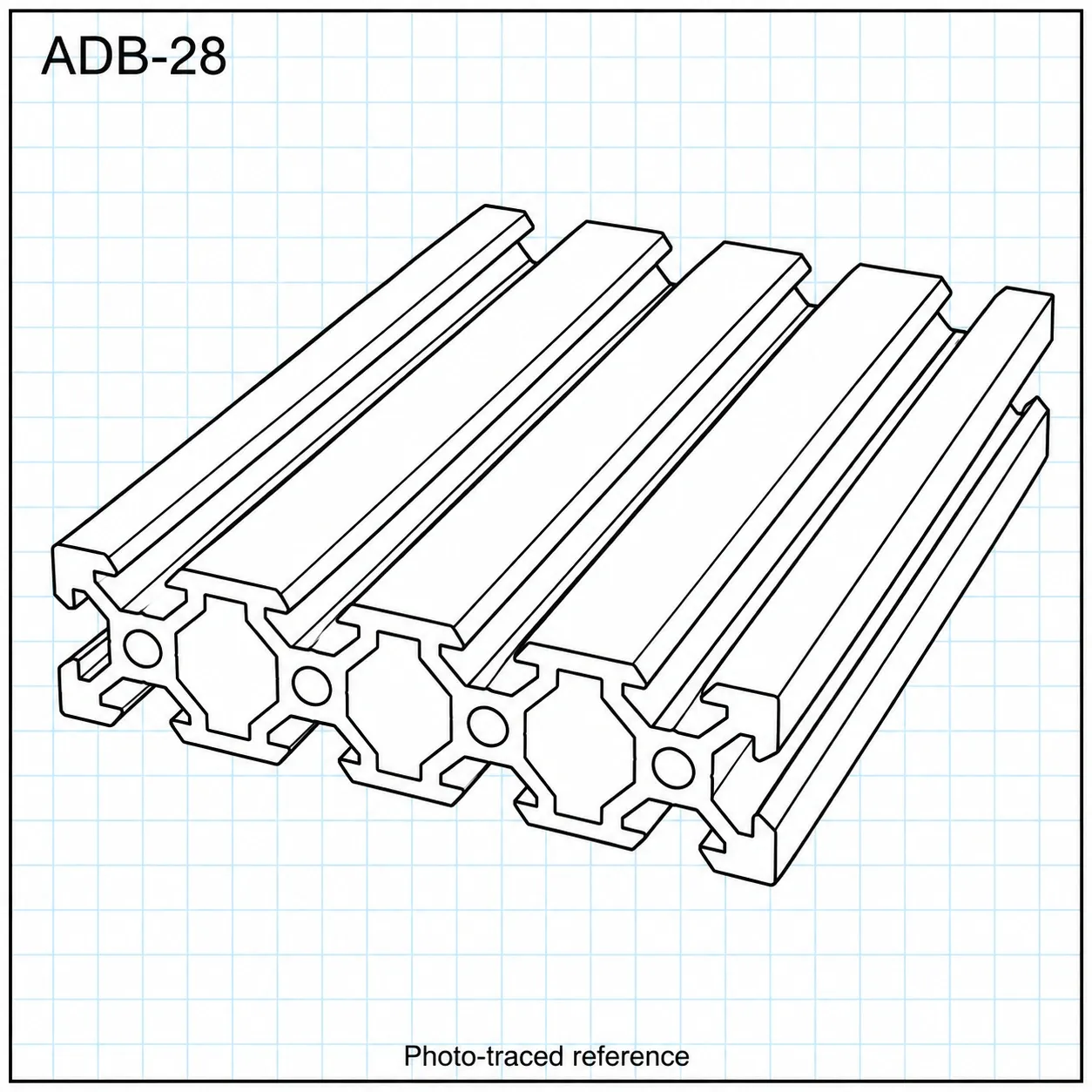 ADB-28 — อลูมิเนียมโปรไฟล์ 20x80mm V-Slot สีดำ