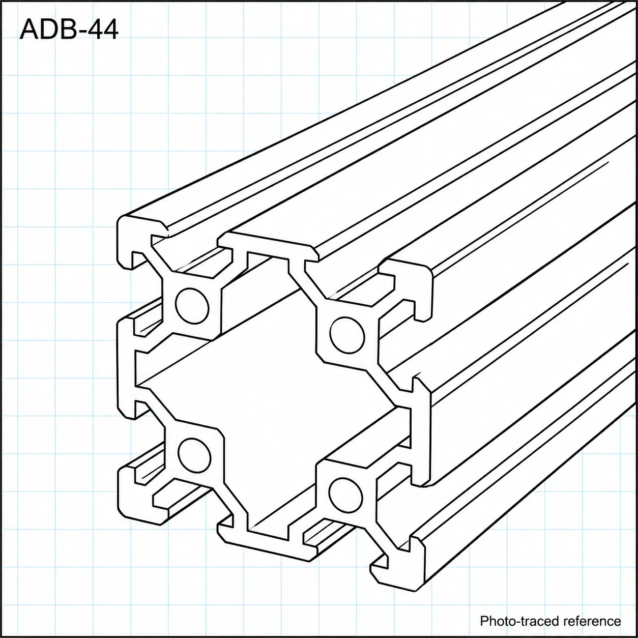 ADB-44 — อลูมิเนียมโปรไฟล์ 40x40mm V-Slot สีดำ