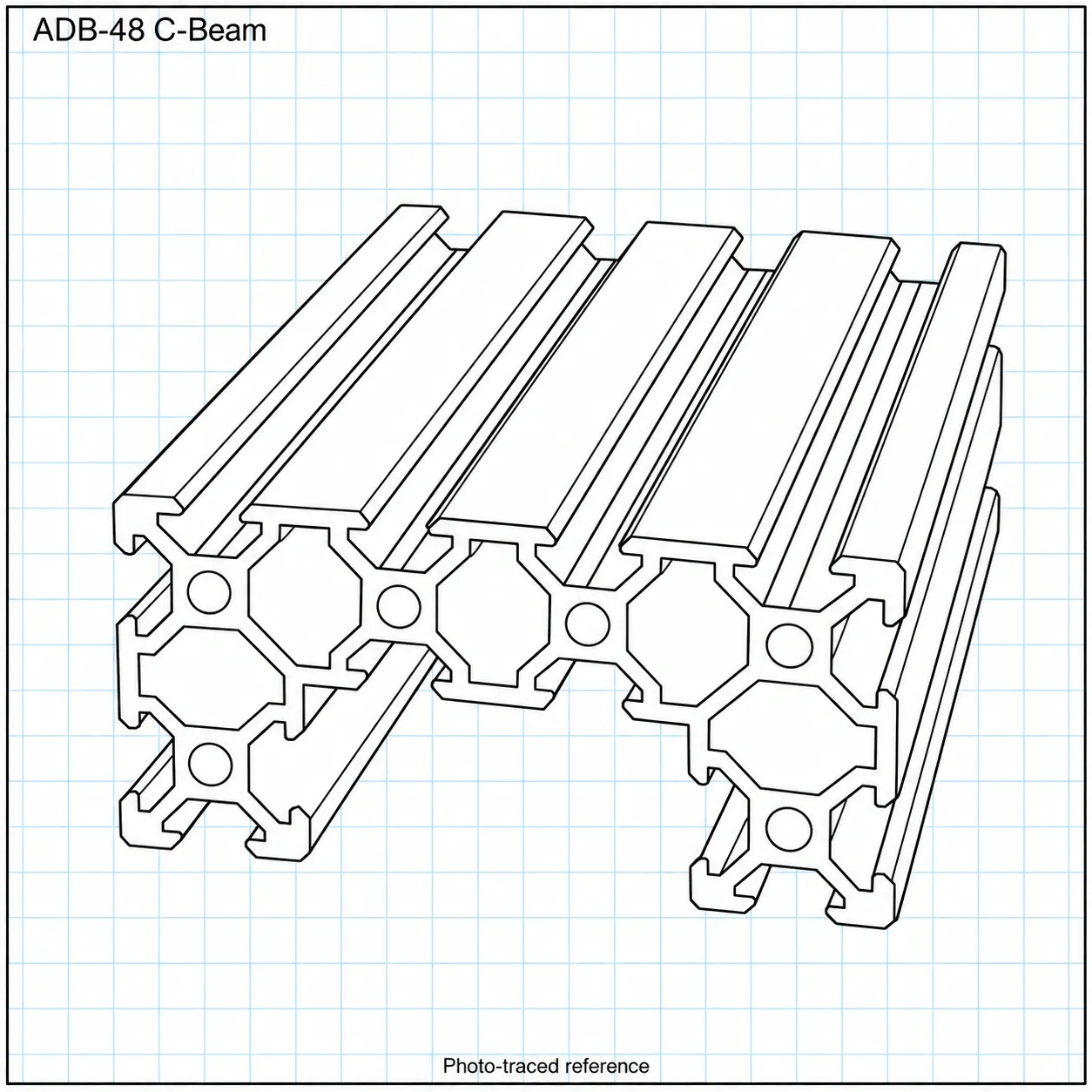 ADB-48 — อลูมิเนียมโปรไฟล์ 40x80mm V-Slot (C-Beam) สีดำ