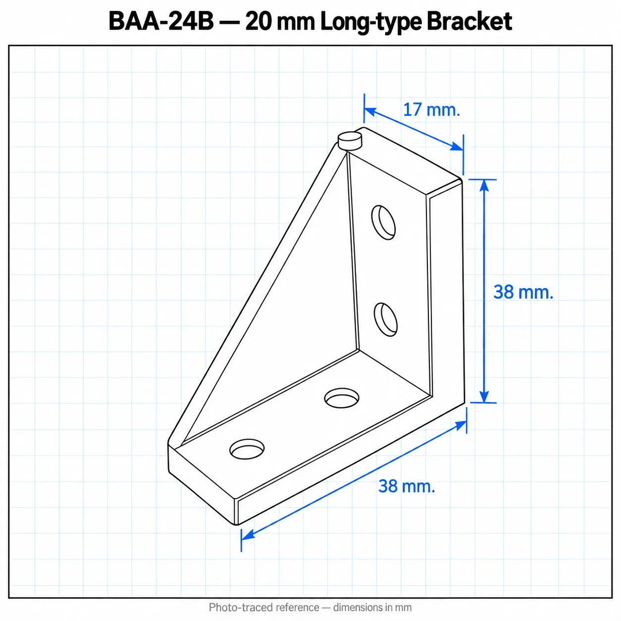 BAA-24B — Bracket 20mm Long Type สีเงิน