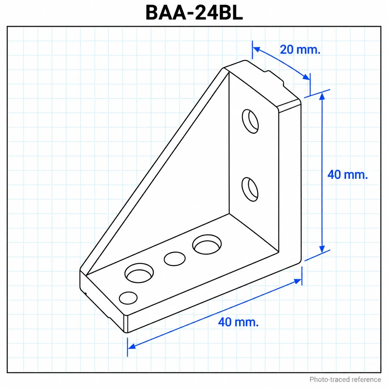 BAA-24BL — Bracket 20mm Long Type สีดำ