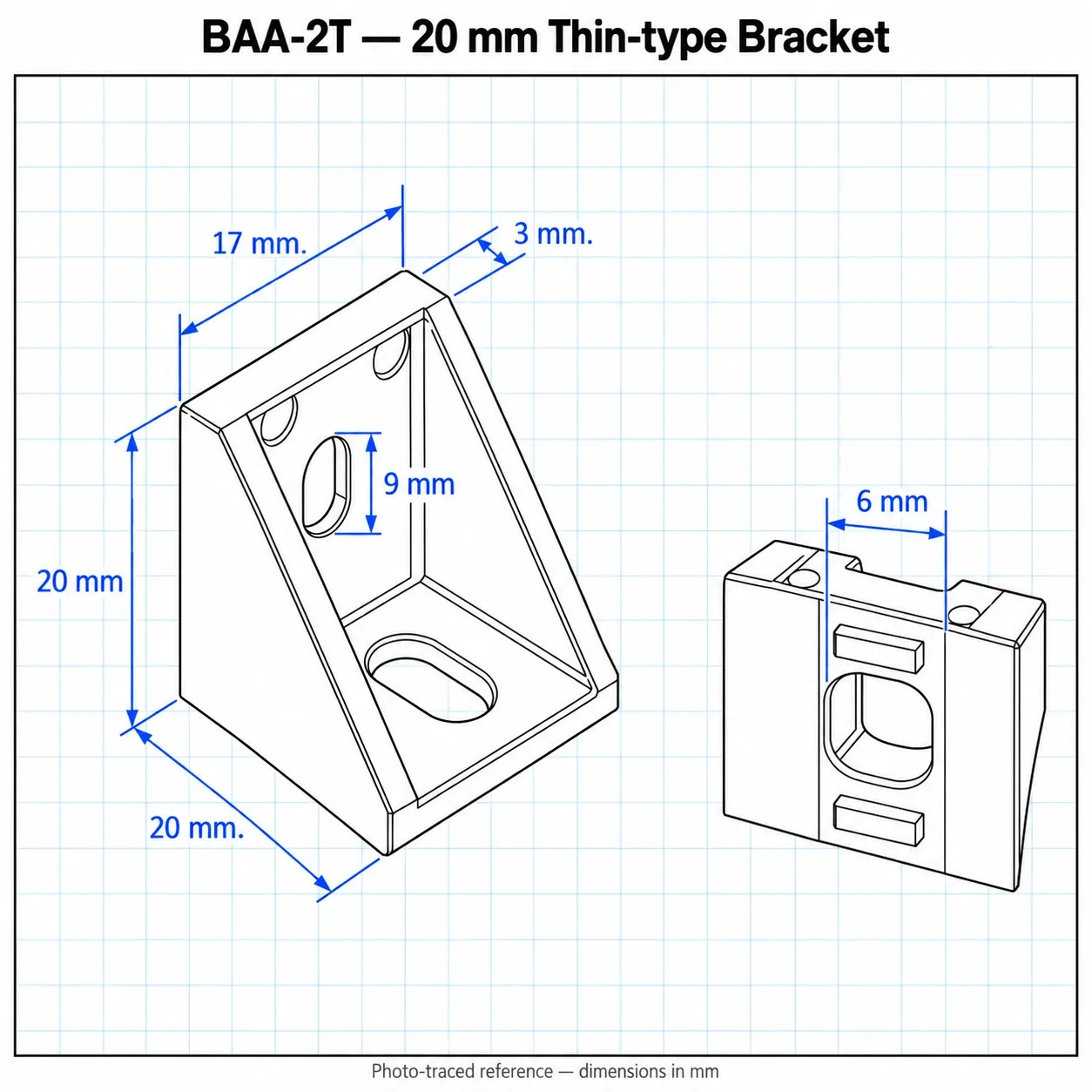 BAA-2T — Bracket 20mm Thin Type สีเงิน