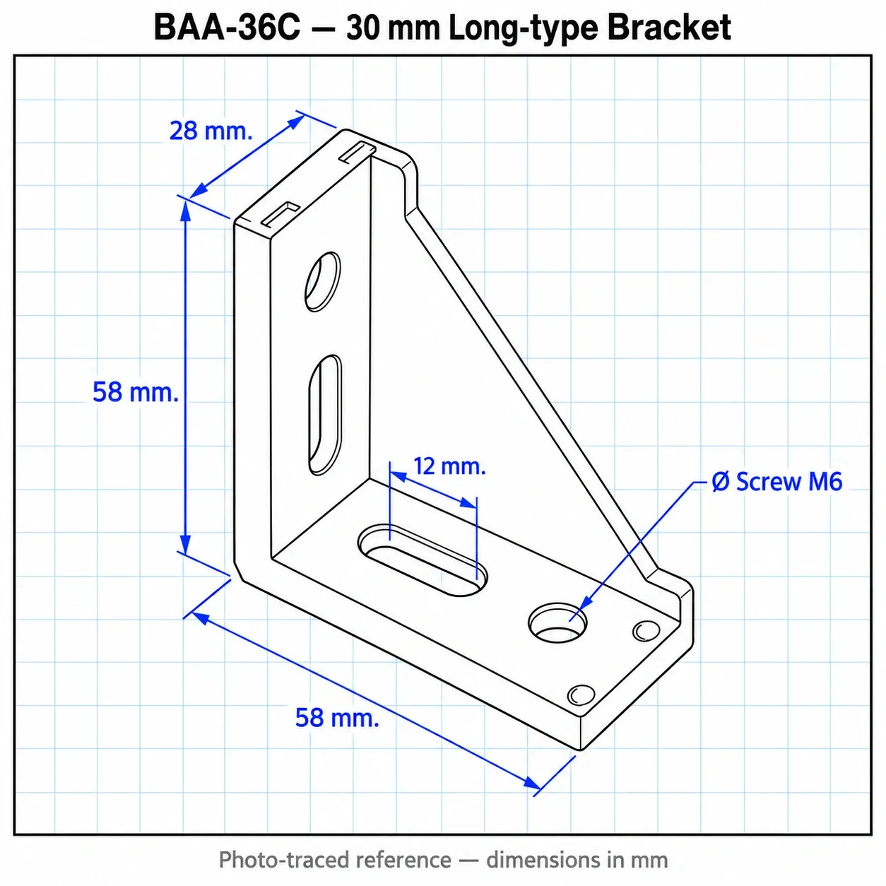 BAA-36C — Bracket 30x60mm Long Type