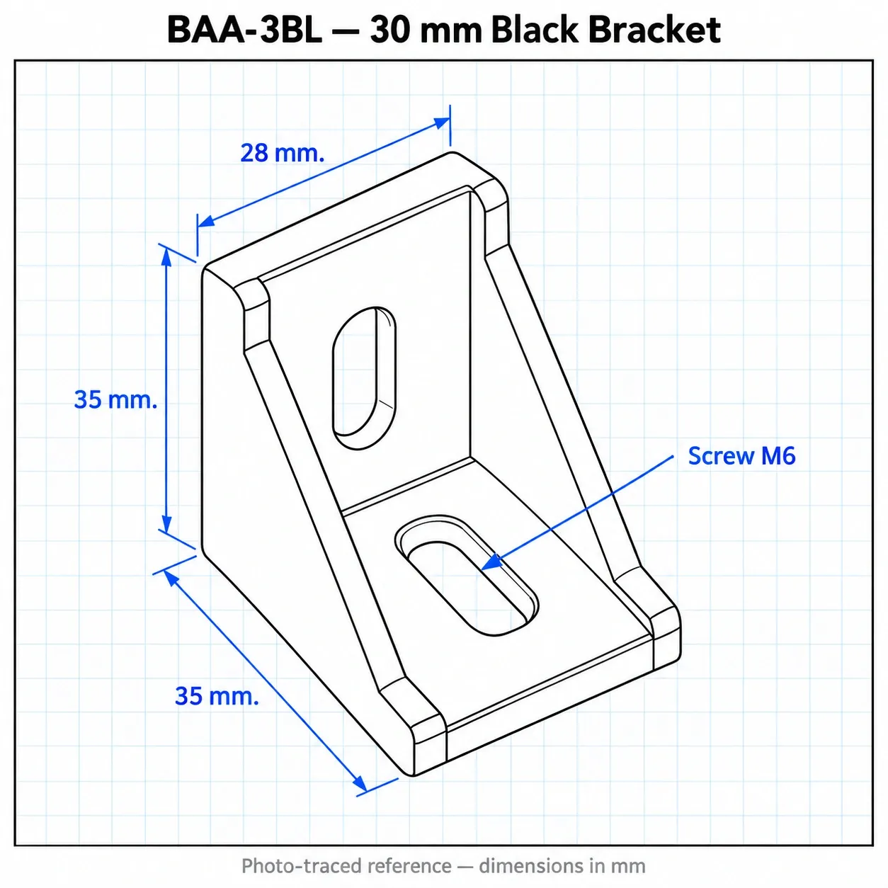 BAA-3BL — Bracket 30mm Long Hole สีดำ