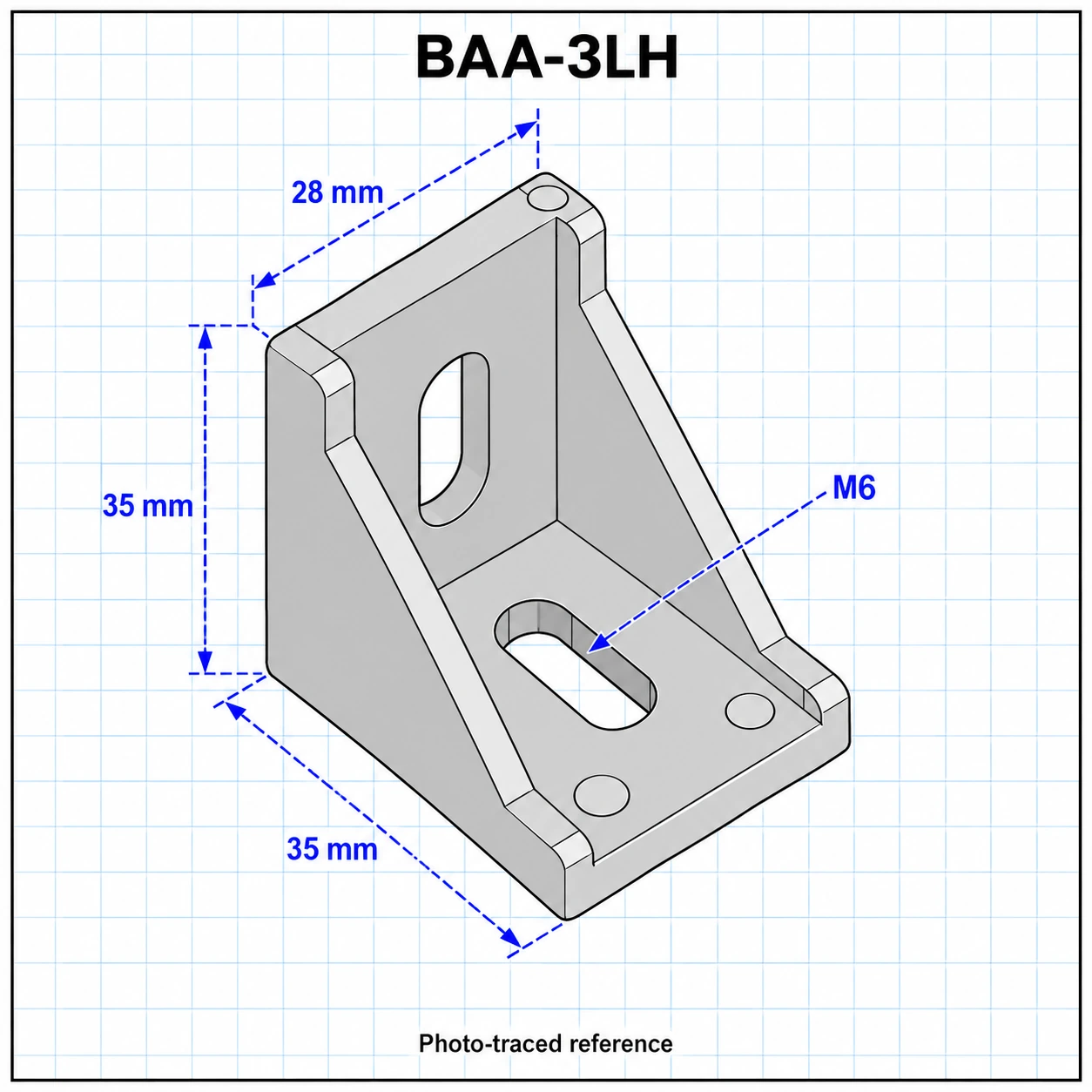 BAA-3LH — Bracket 30mm Long Hole สีเงิน