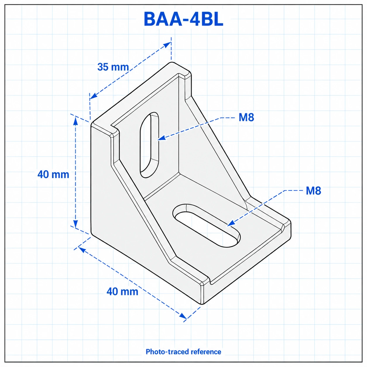 BAA-4BL — Bracket 40mm Long Hole สีดำ