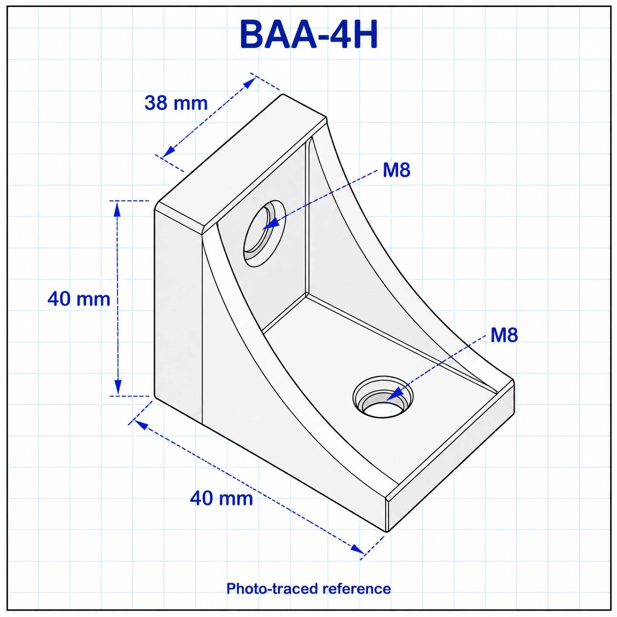BAA-4H — Bracket 40mm Heavy Load สีเงิน