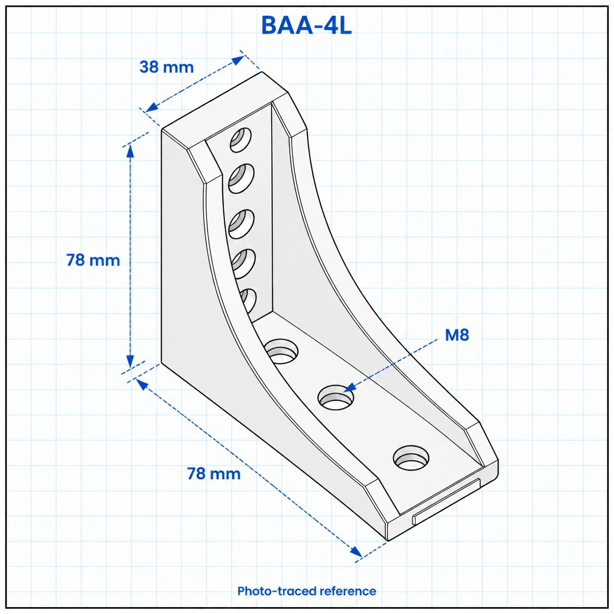 BAA-4L — Bracket 40mm Long Type สีเงิน