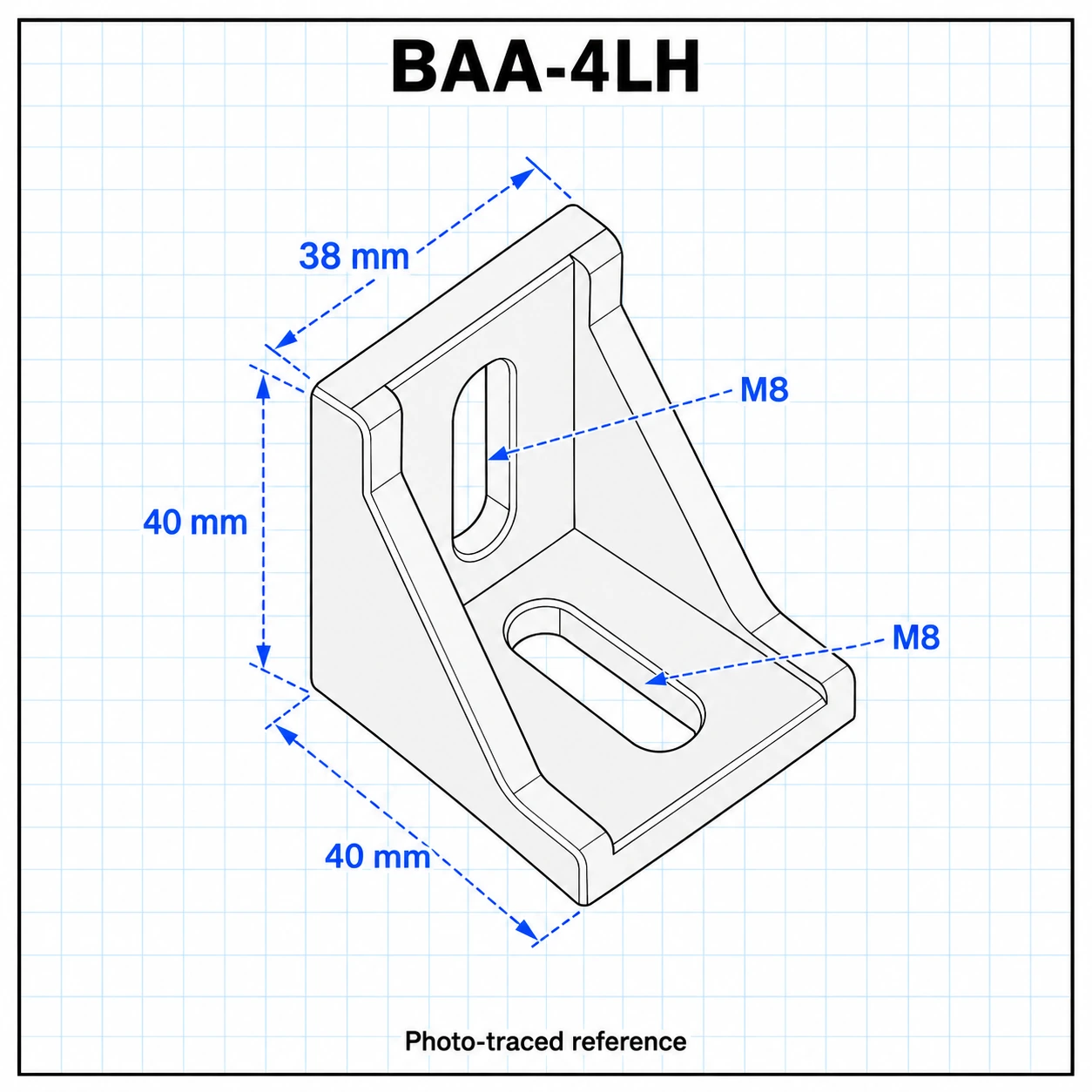 BAA-4LH — Bracket 40mm Long Hole สีเงิน