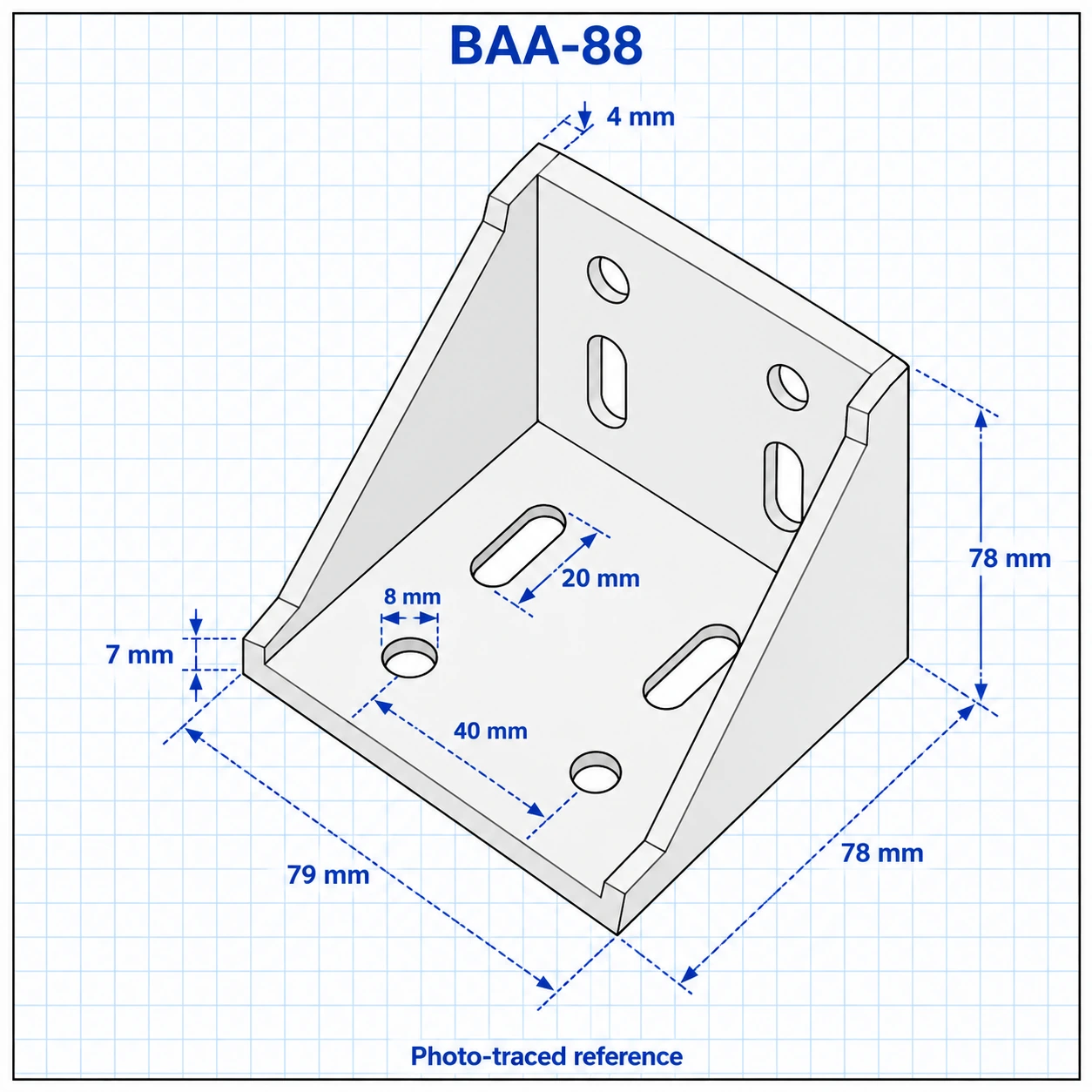 BAA-88 — Bracket 80x80mm สีเงิน
