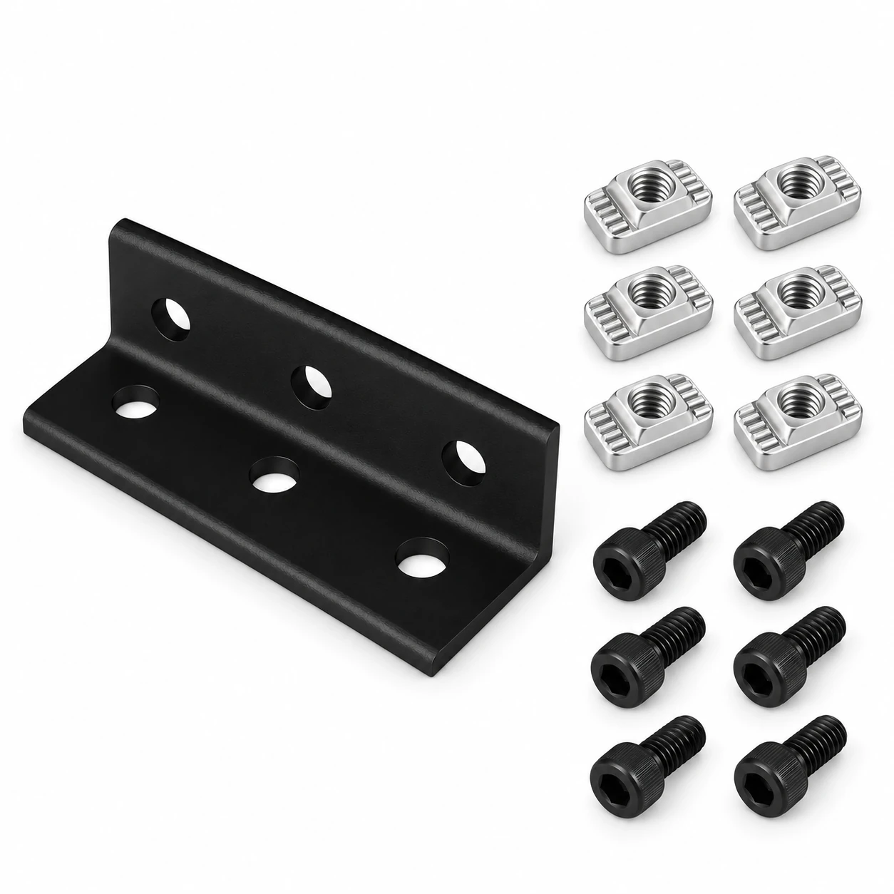 BAB-26B-SET — L Bracket 20x60mm  สีดำ Kit Set