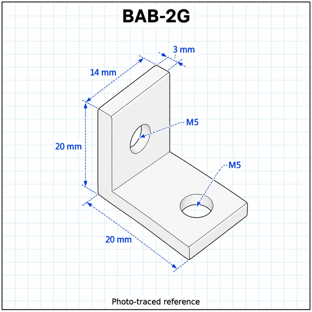 BAB-2G — L Bracket 20mm สีทอง