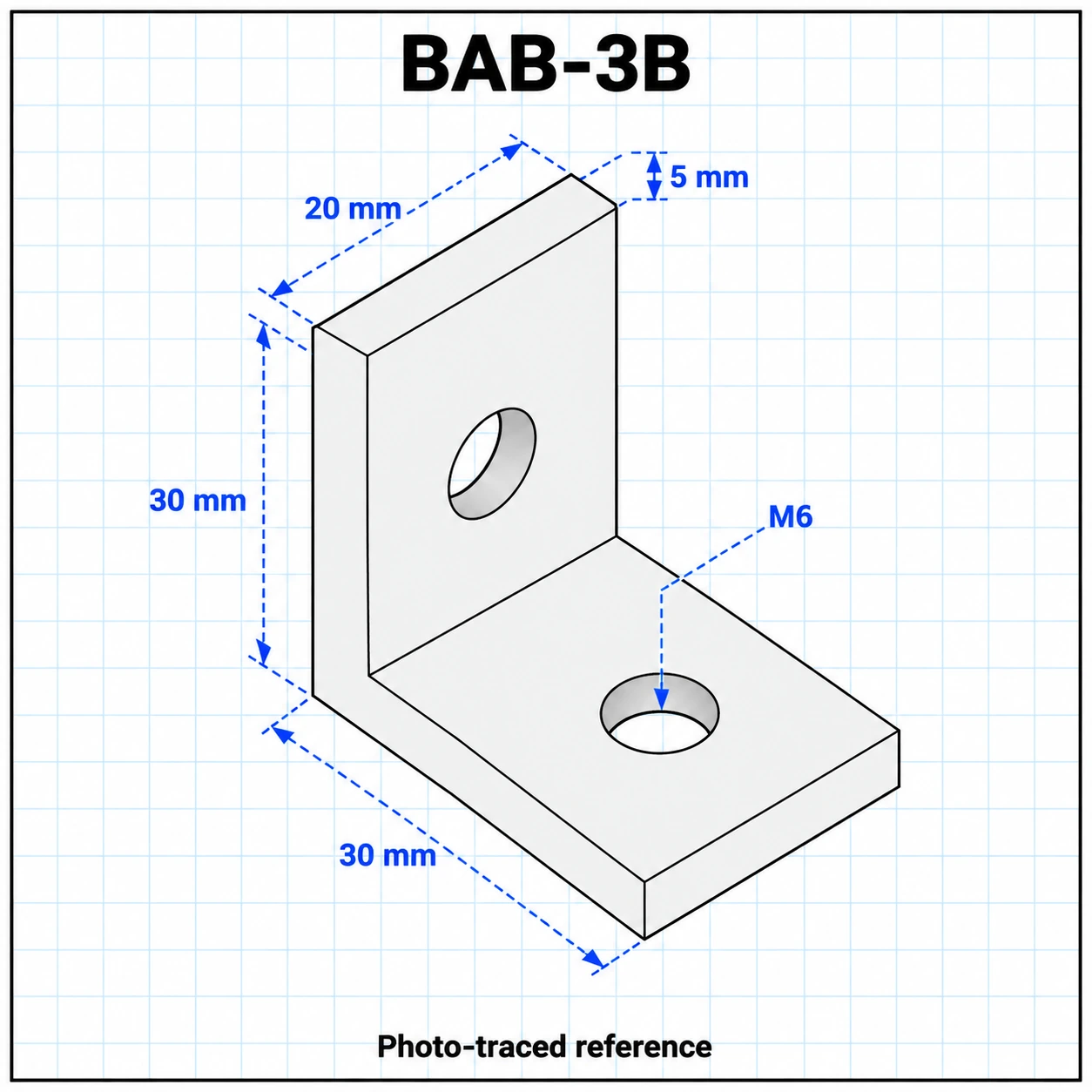 BAB-3B — L Bracket 30mm สีดำ