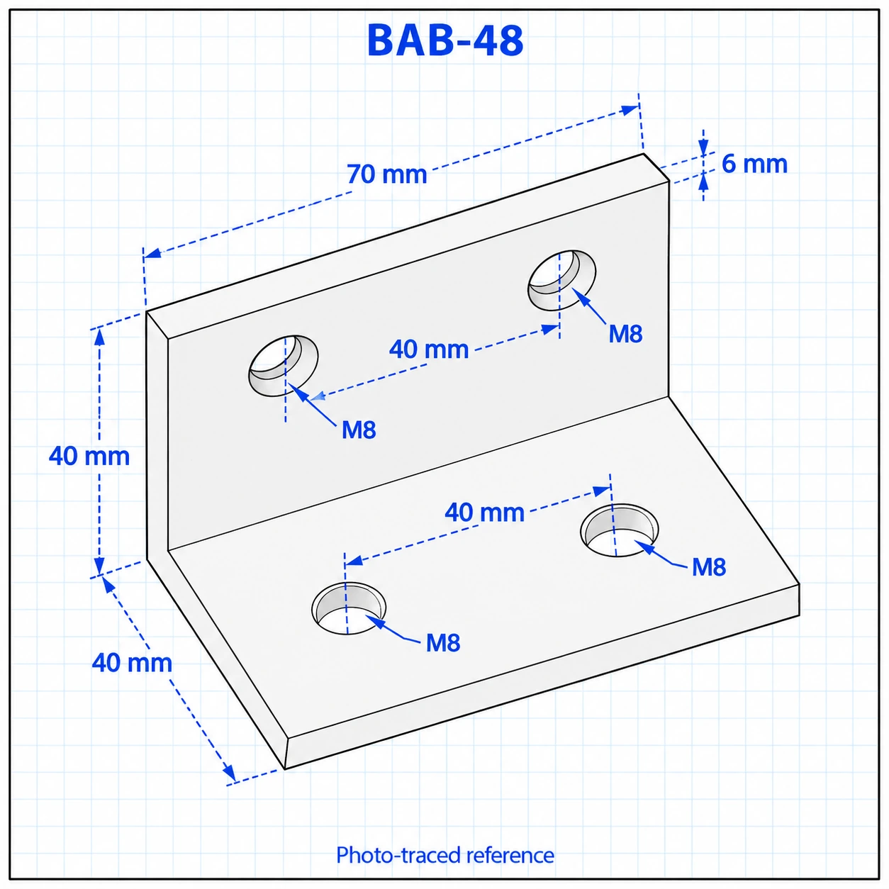 BAB-48 — L Bracket 40x80mmสีเงิน