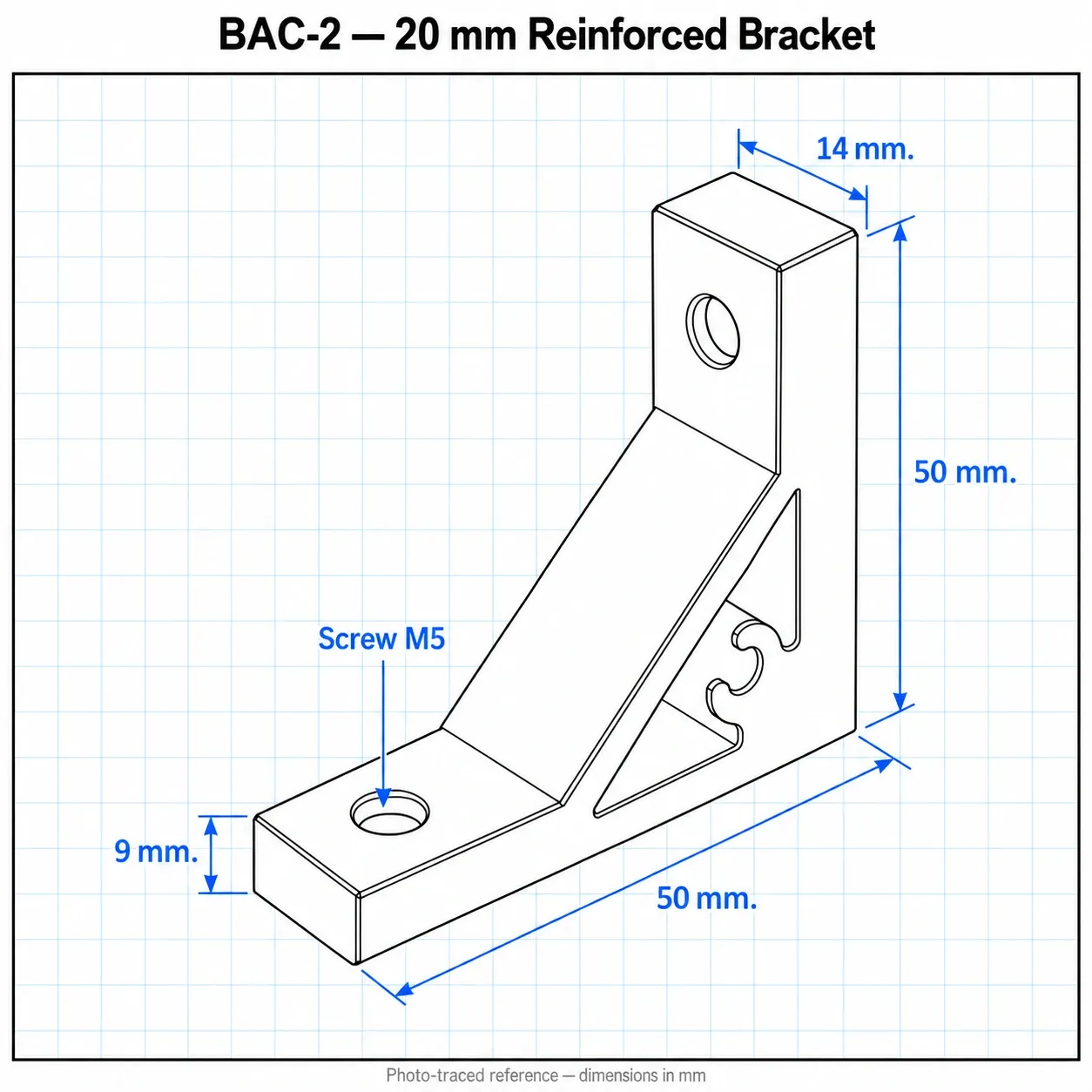 BAC-2 — Hard Bracket 20mm สีเงิน