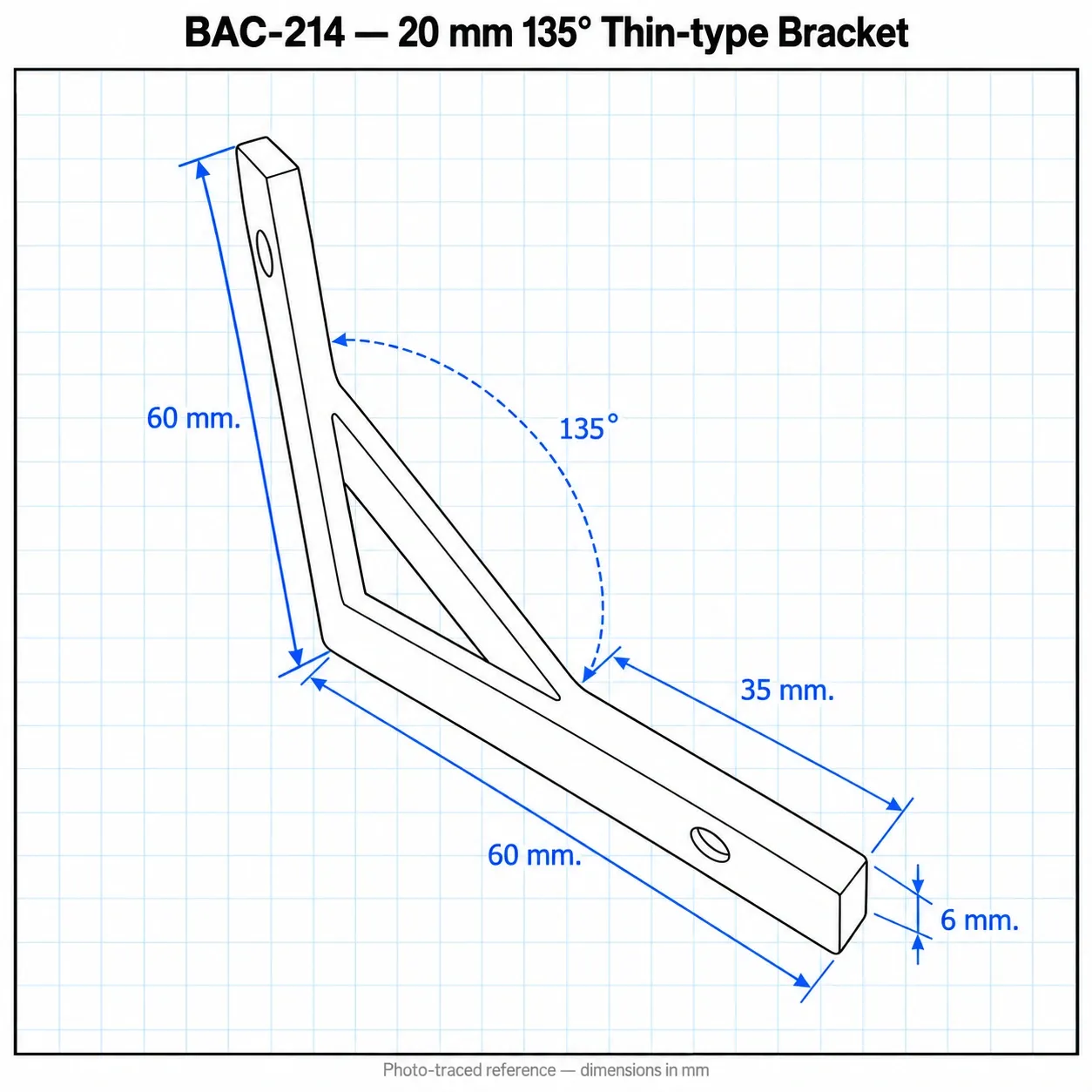 BAC-214 — Hard Bracket 20mm 135องศา