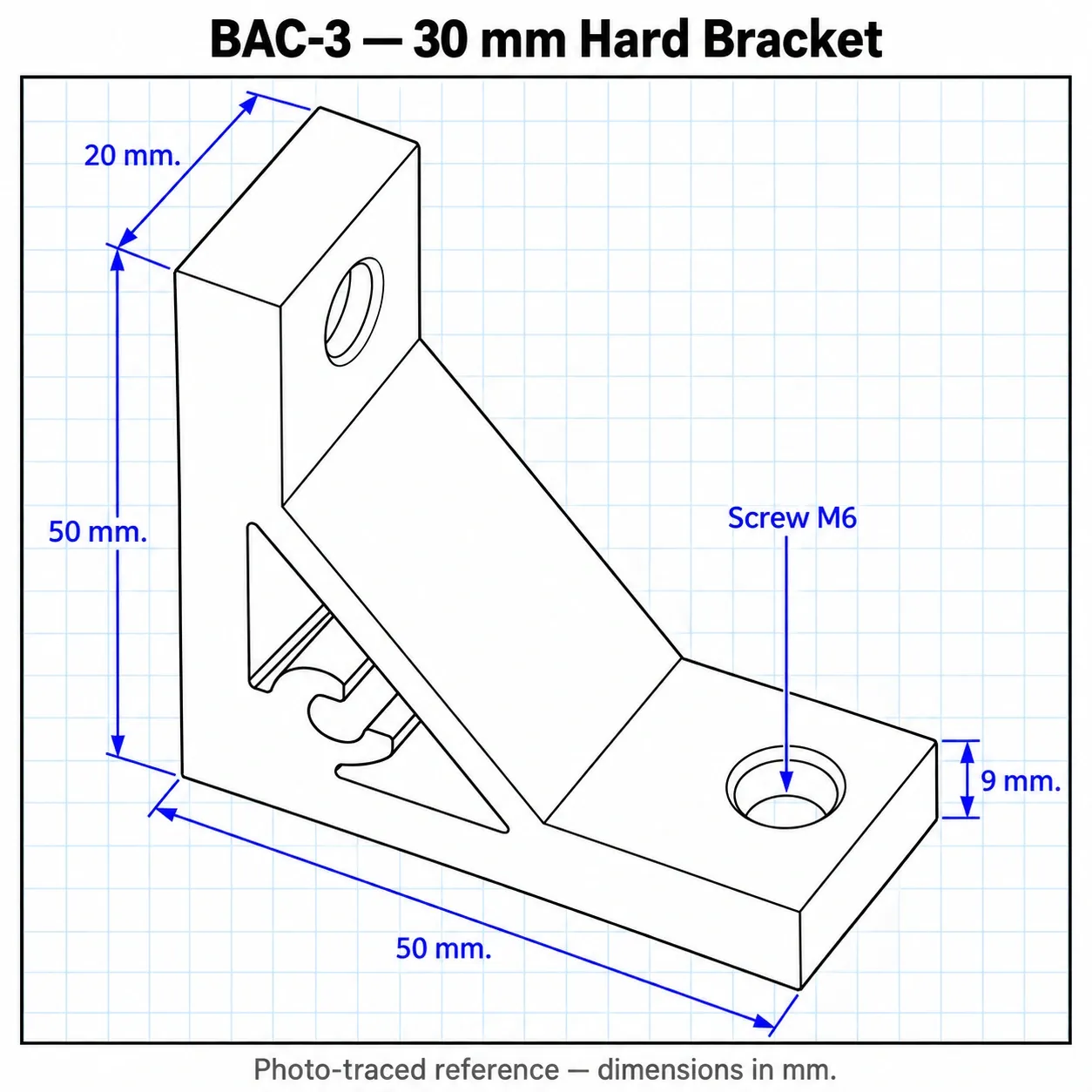 BAC-3 — Hard Bracket 30mm สีเงิน