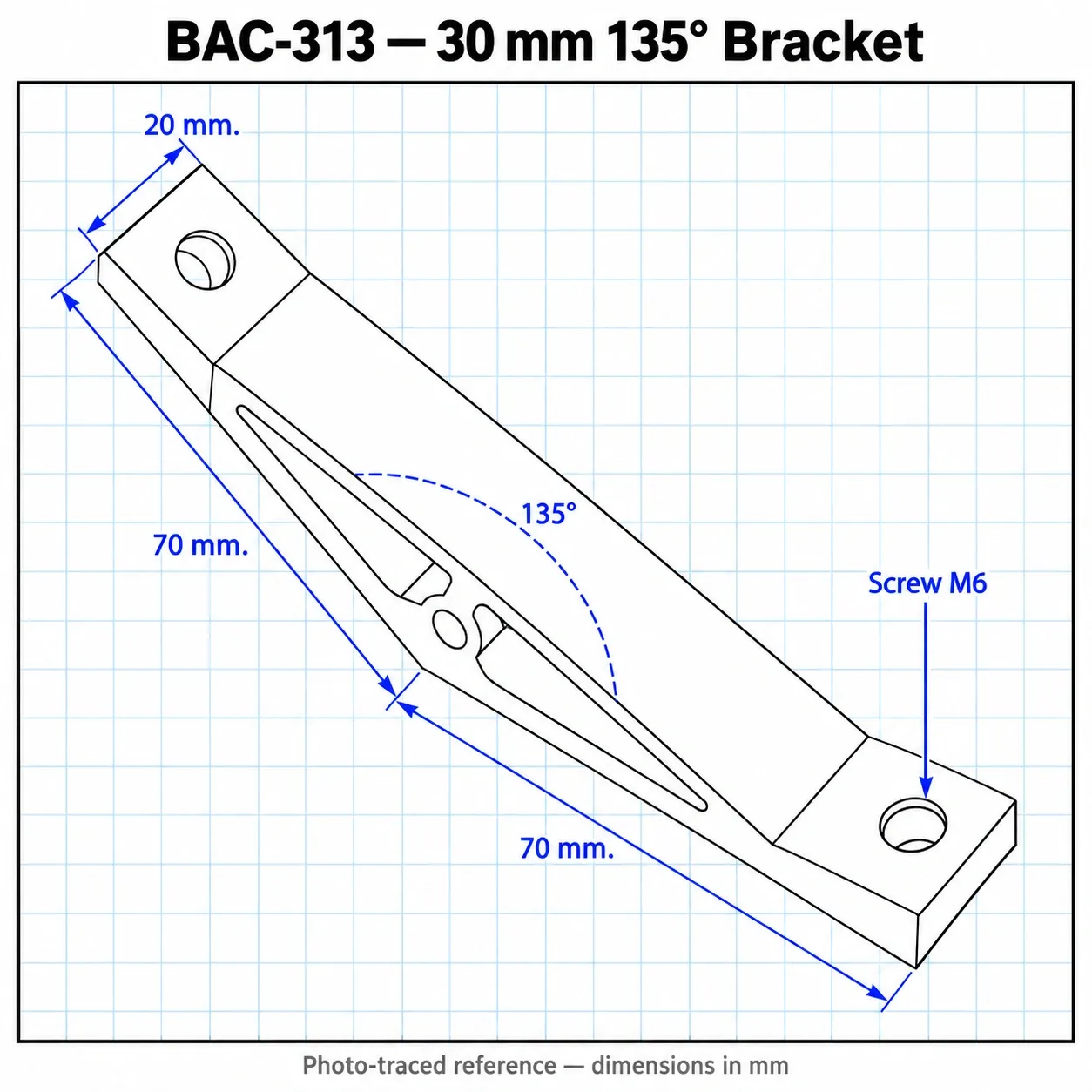 BAC-313 — Hard Bracket 30mm 135องศา Heavy Load