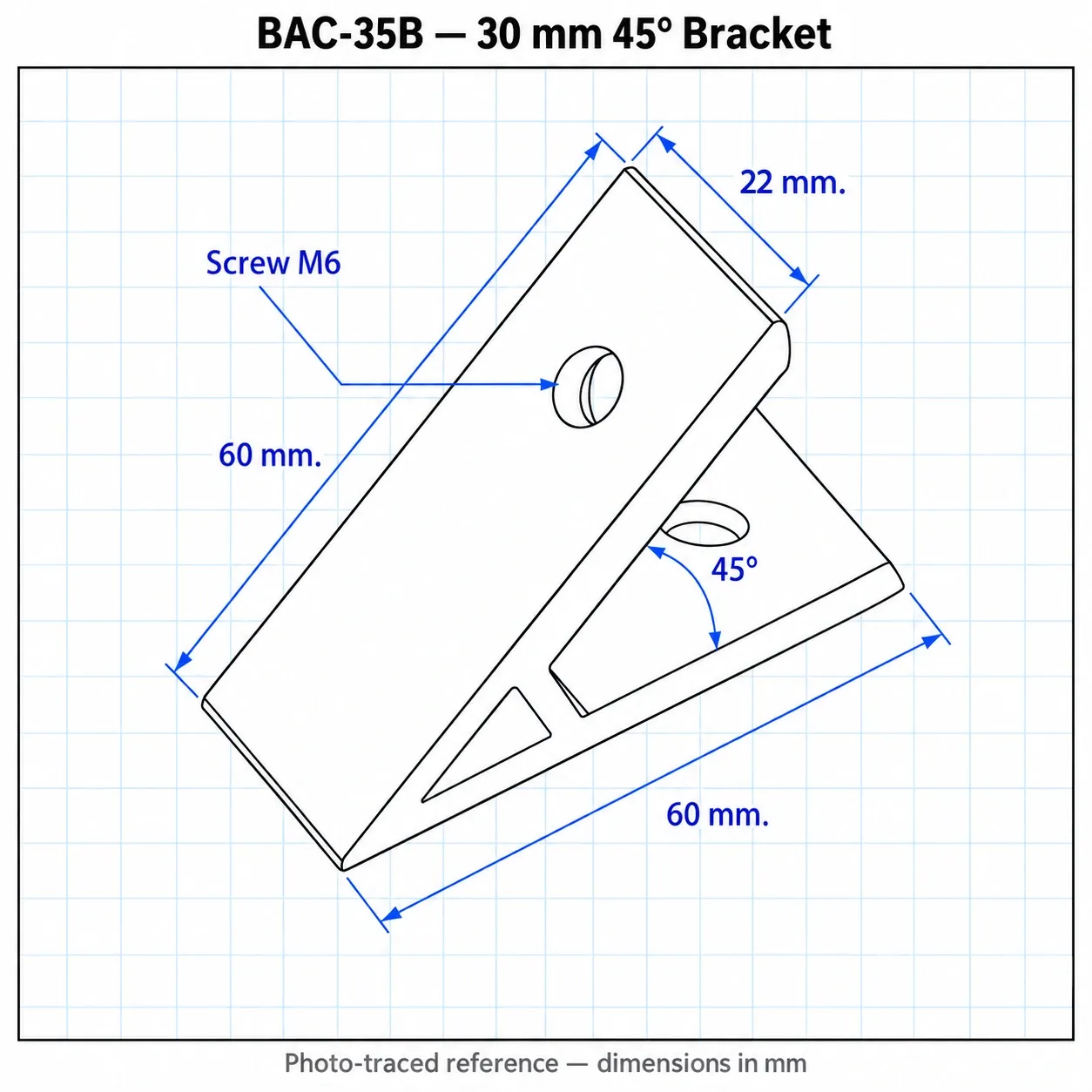 BAC-35B — Hard Bracket 30mm 45องศา สีดำ