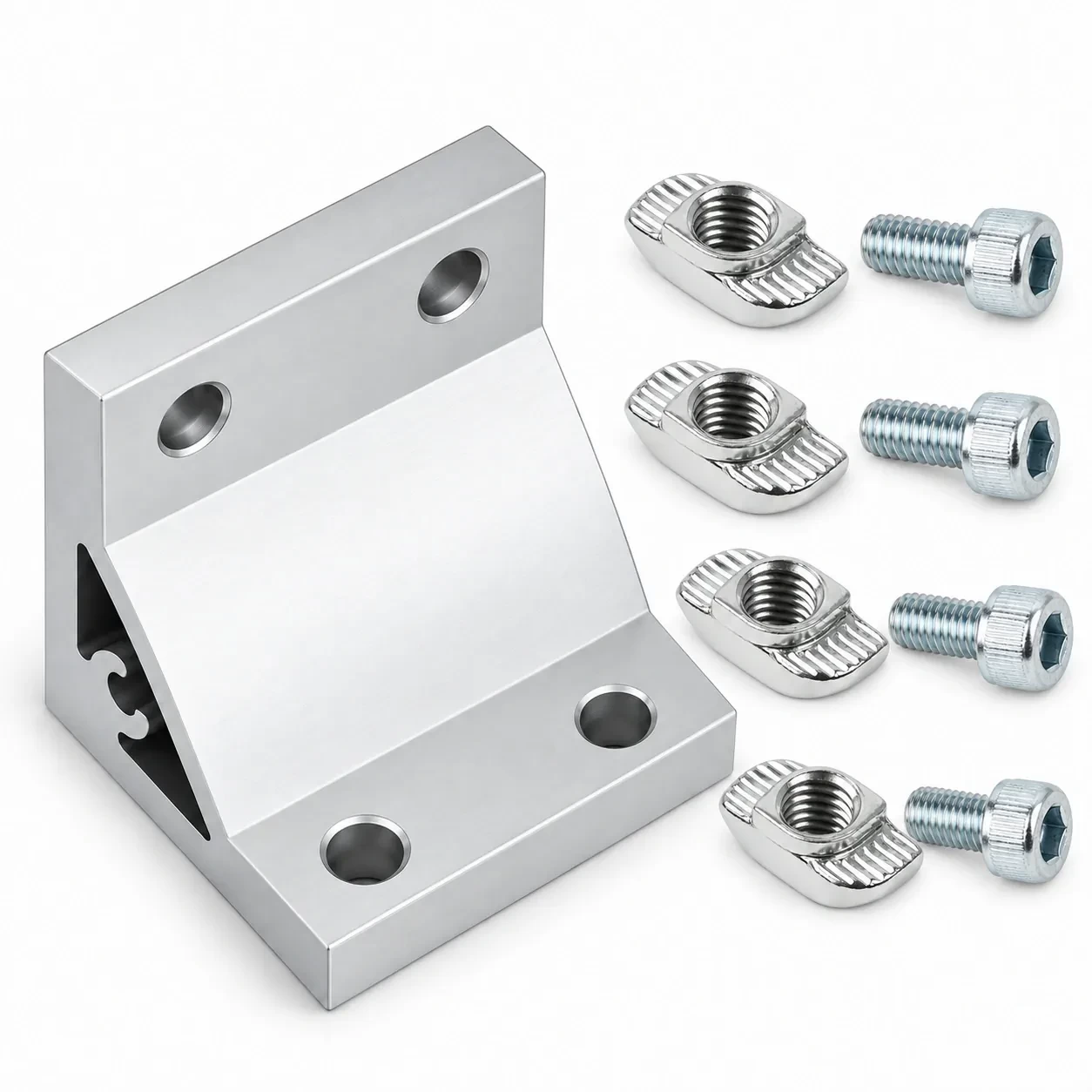 BAC-36-SET — Hard Bracket 30x60mm  สีเงิน Kit Set