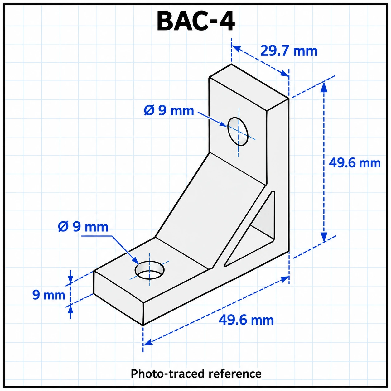BAC-4 — Hard Bracket 40mm สีเงิน