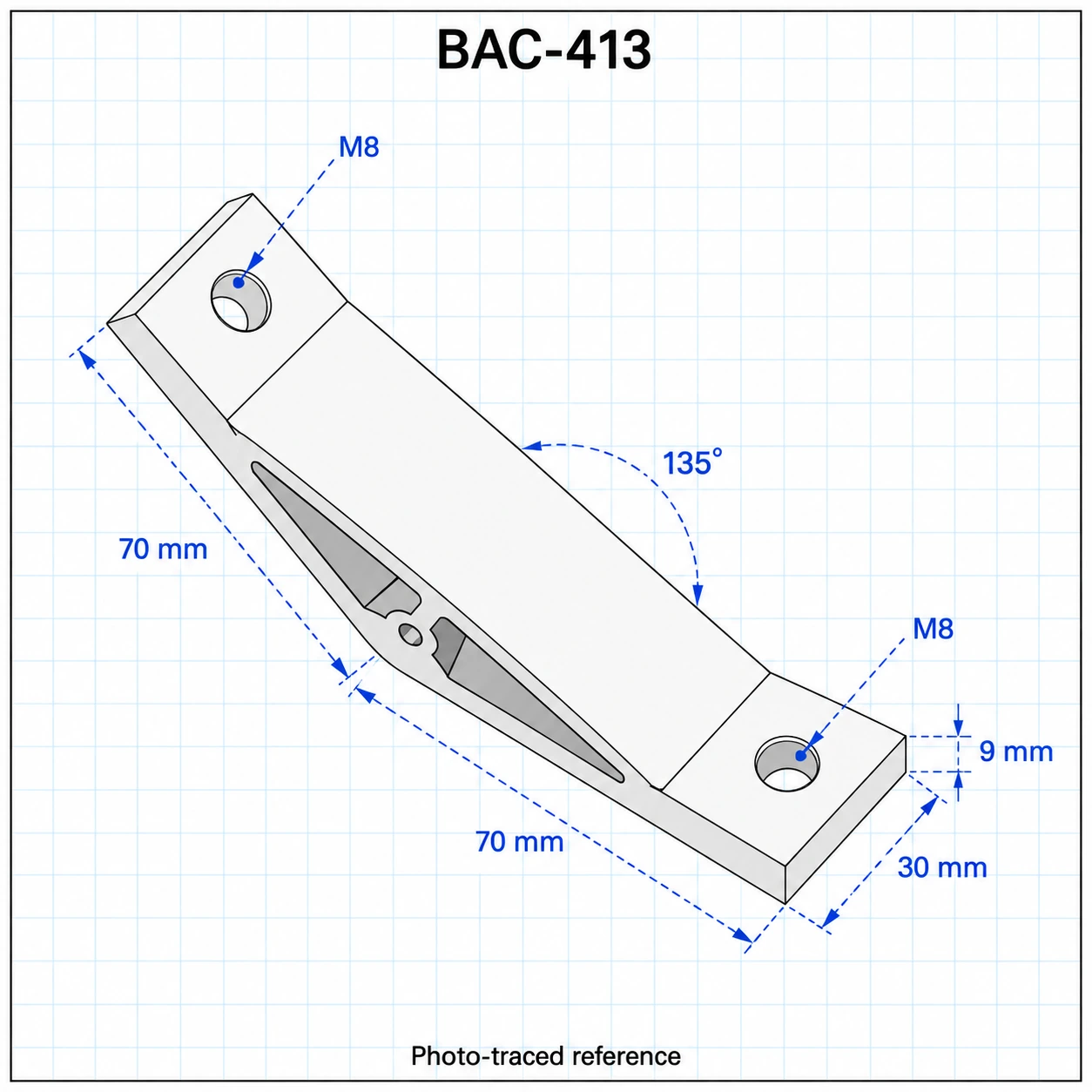 BAC-413 — Hard Bracket 40mm 135องศา Heavy Load