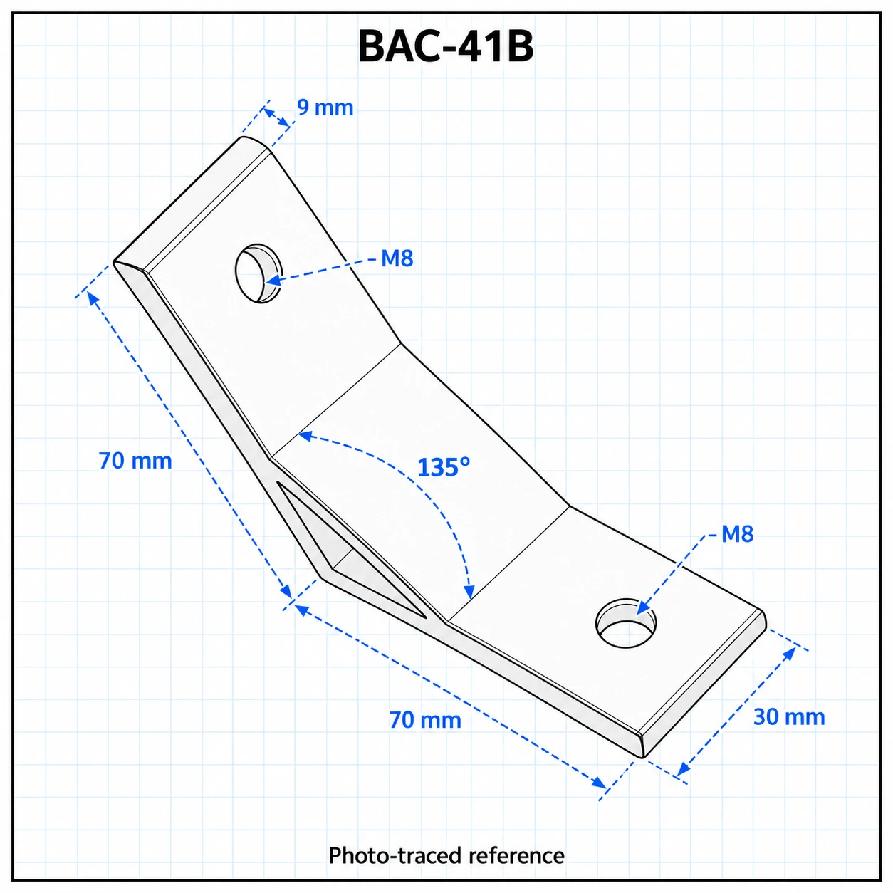BAC-41B — Hard Bracket 40mm 135องศา สีดำ