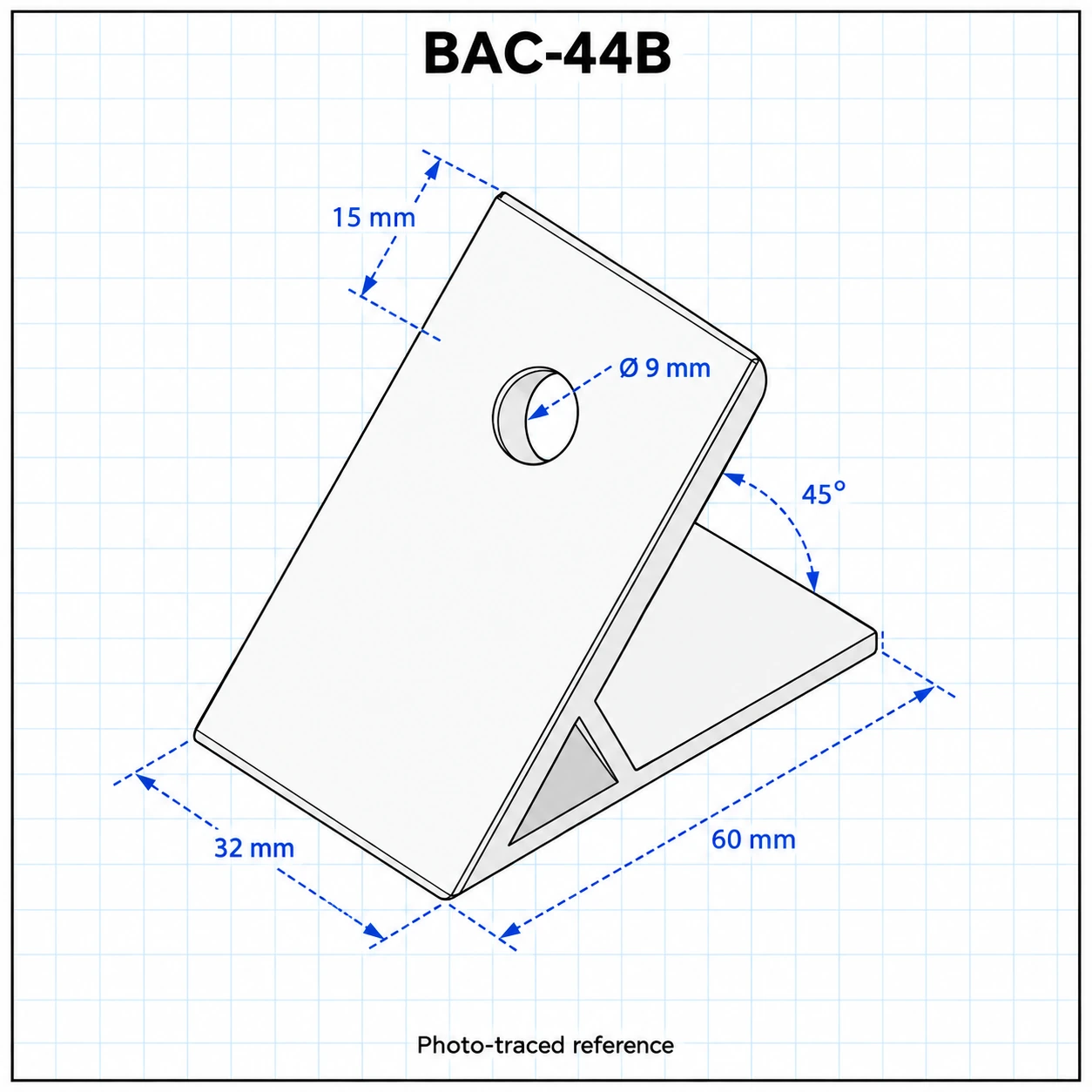BAC-44B — Hard Bracket 40mm 45องศา Heavy Load สีดำ