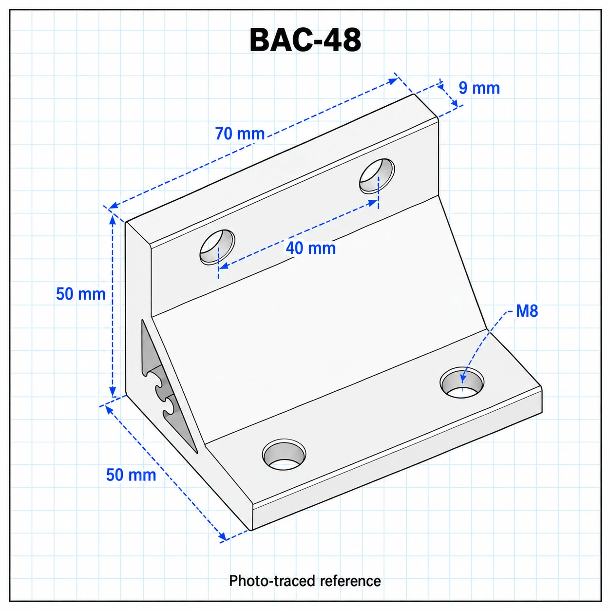 BAC-48 — Hard Bracket 40x80mm สีเงิน