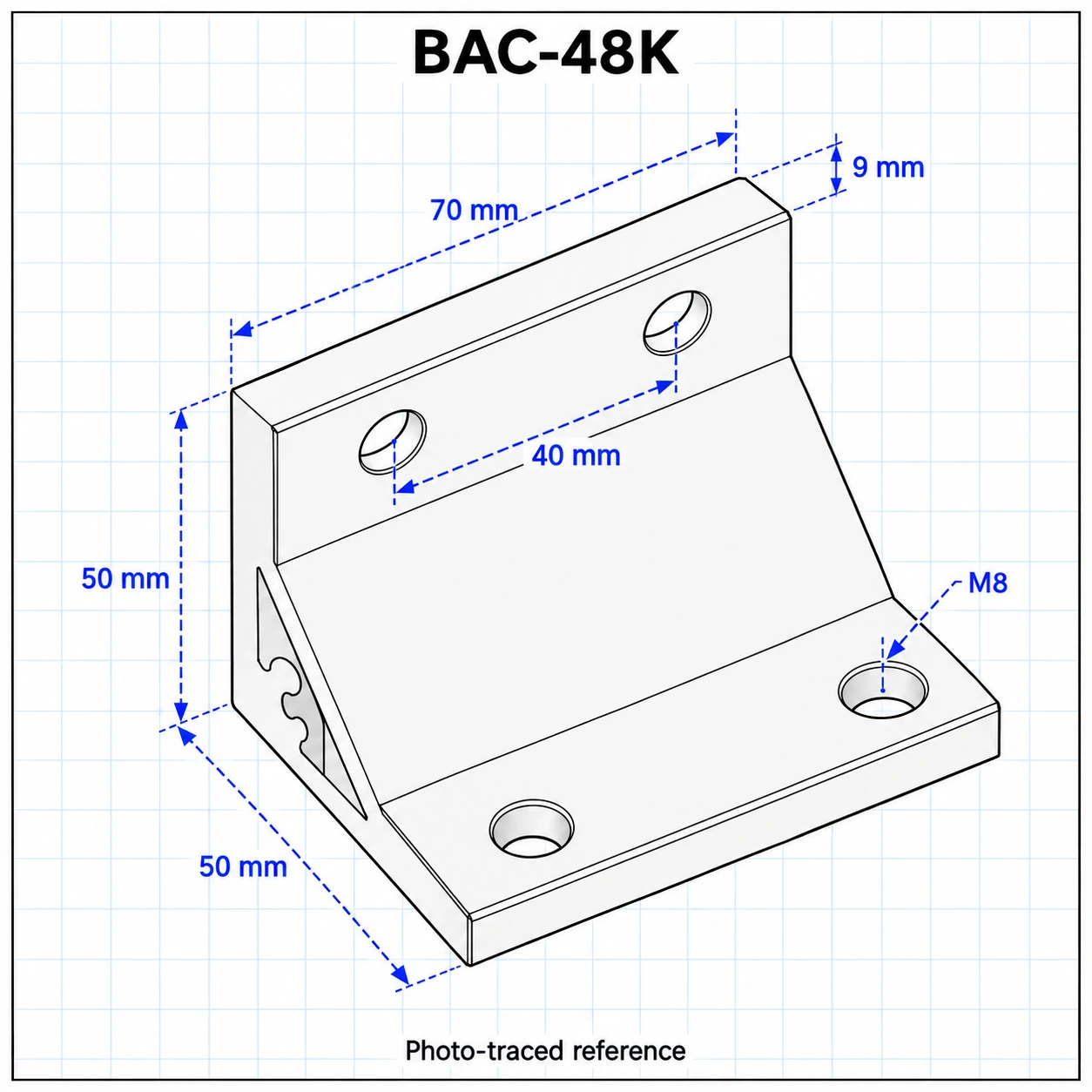BAC-48K — Hard Bracket 40x80mm สีดำ