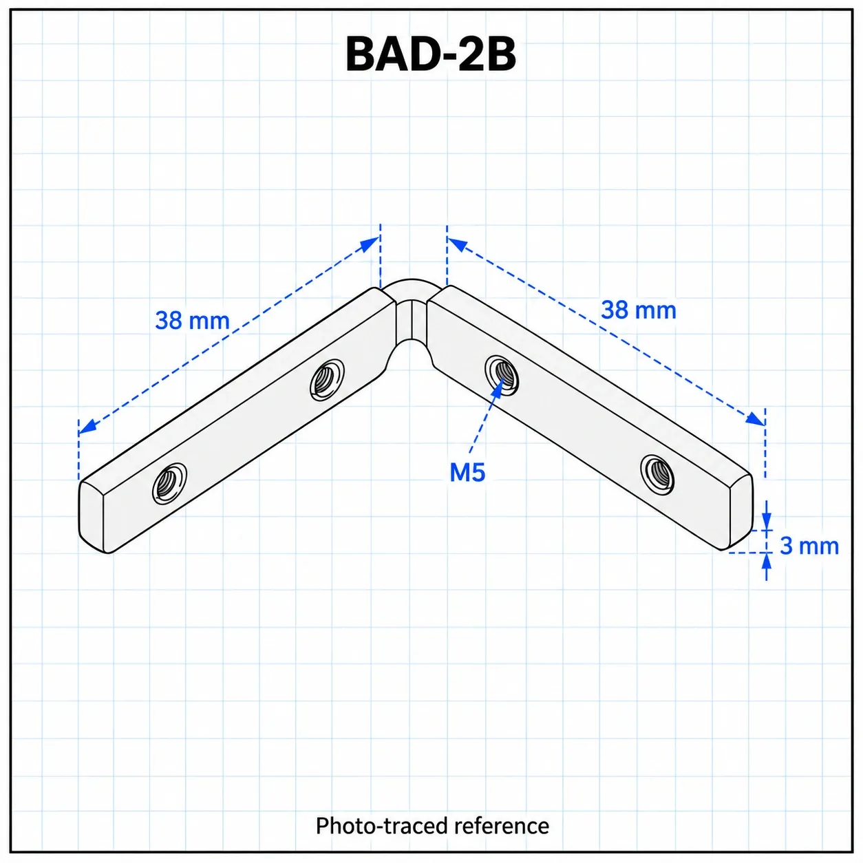 BAD-2B — Blind Bracket 20mm ตัวยาว
