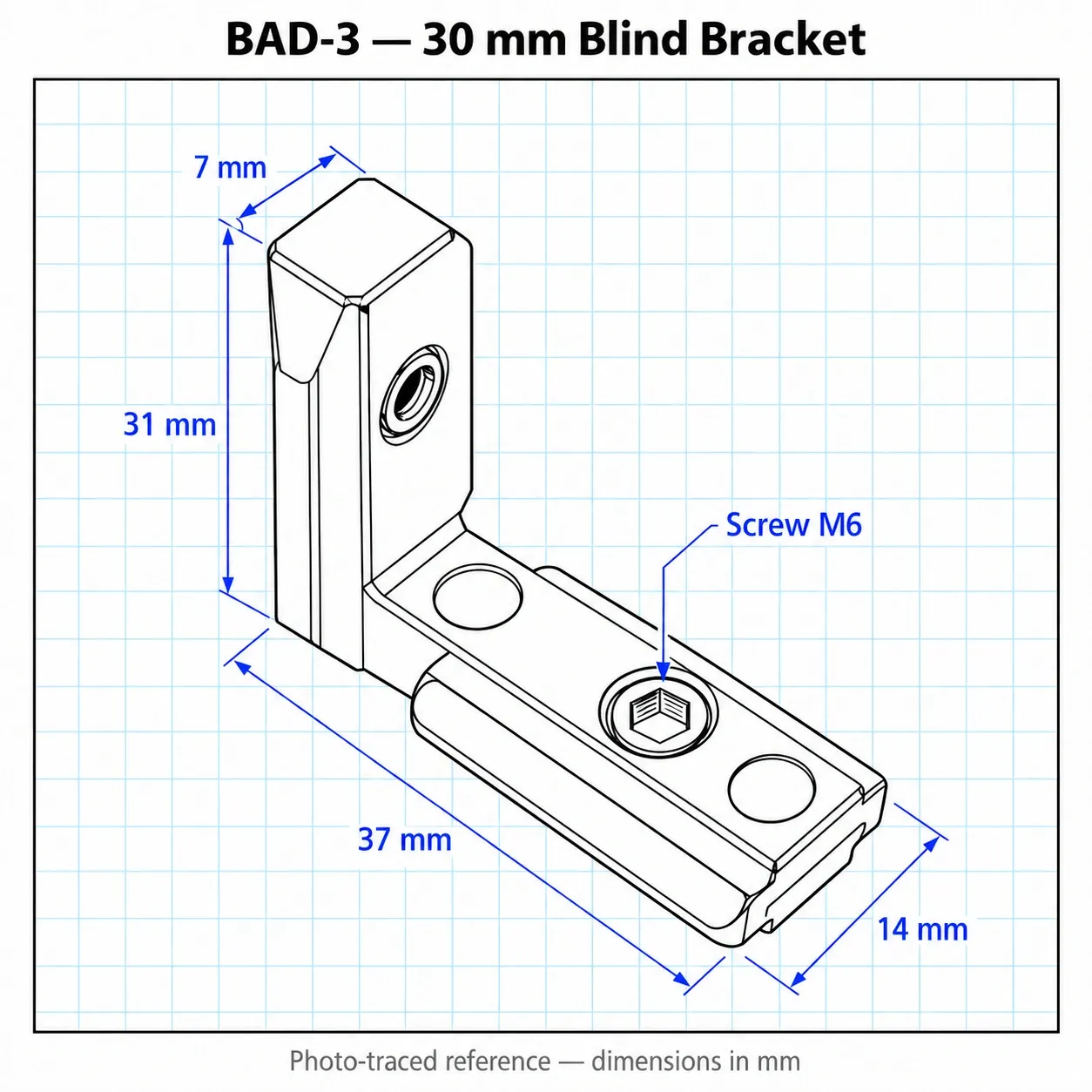 BAD-3 — Blind Bracket 30mm