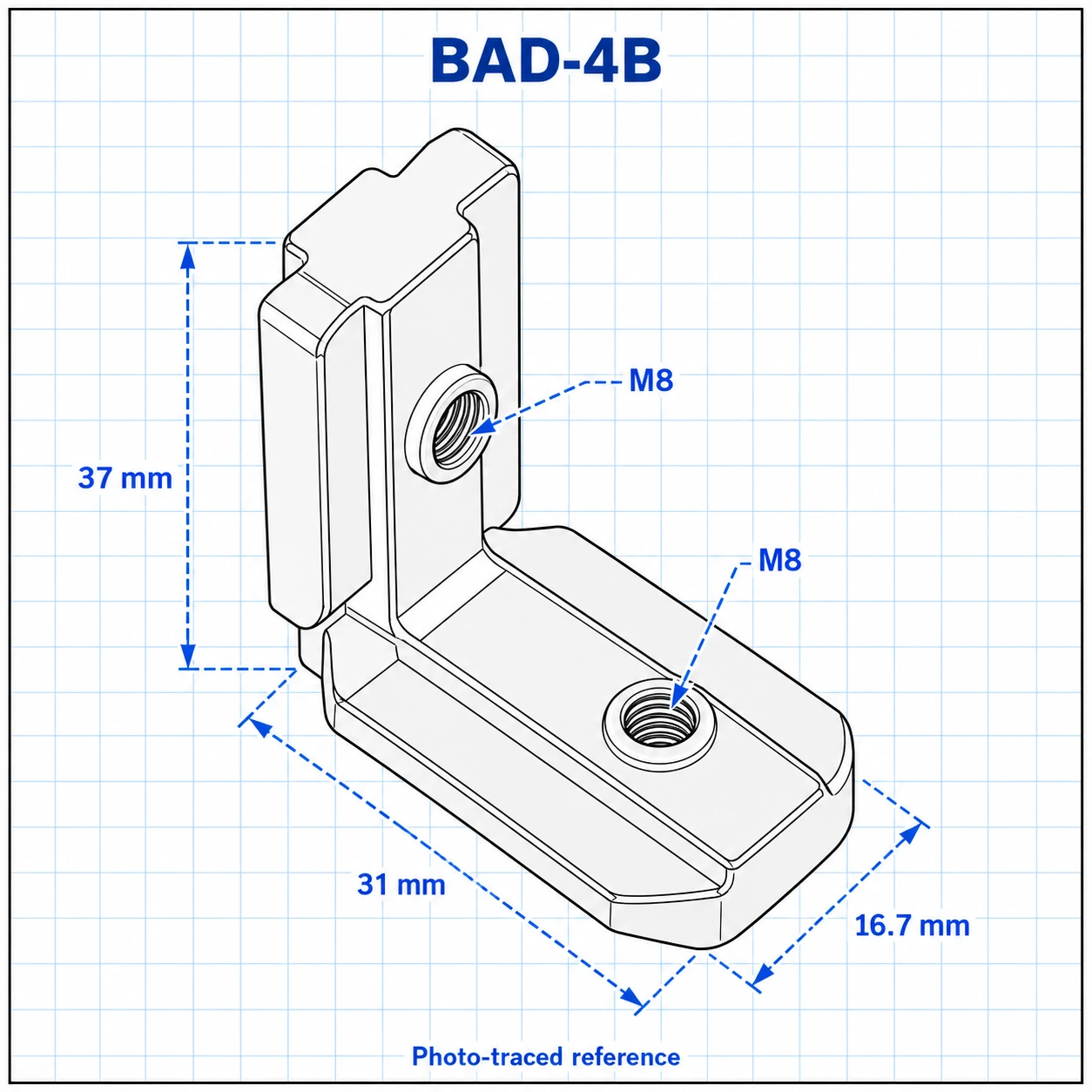 BAD-4B — Blind Bracket 40mm สีดำ