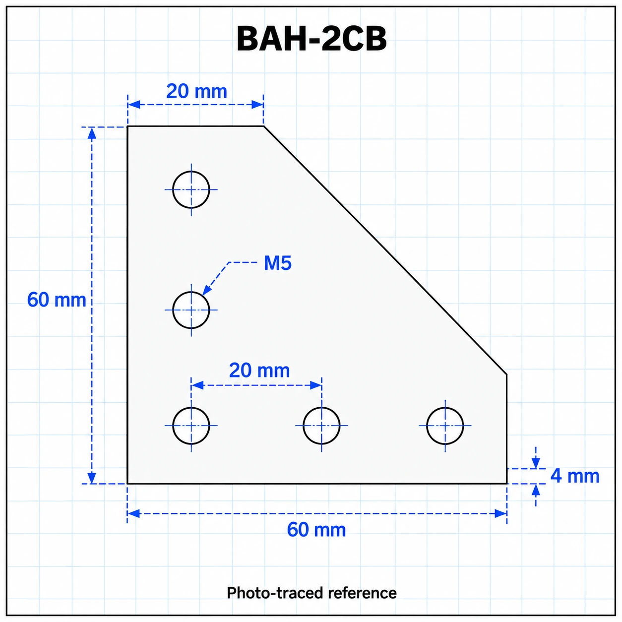 BAH-2CB — Corner Plate L 20mm สีน้ำเงิน