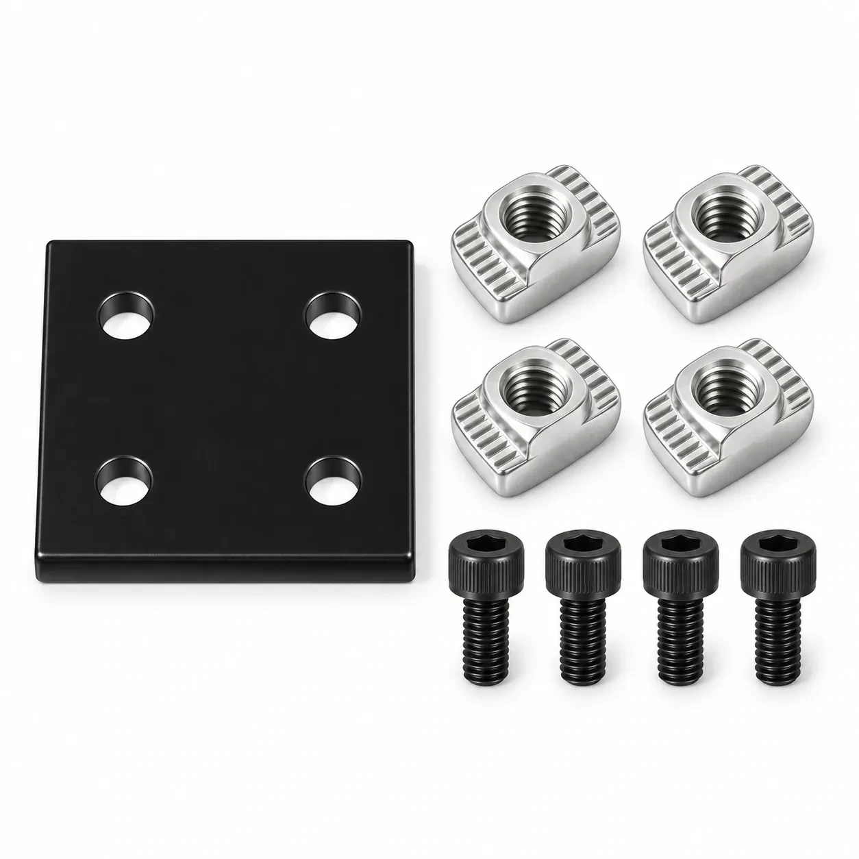 BAH-2QB-SET — Square Plate 20mm 4รู  สีดำ Kit Set