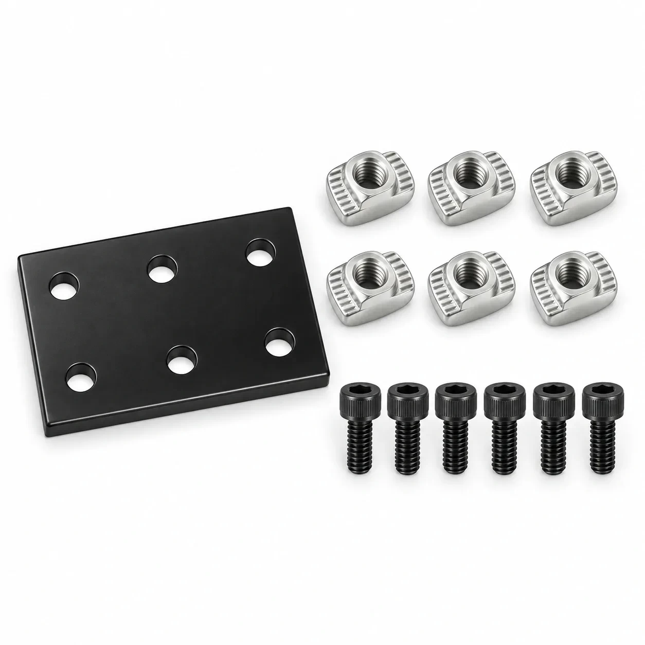BAH-2QB6-SET — Square Plate 20mm 6 รู สีดำ Kit Set