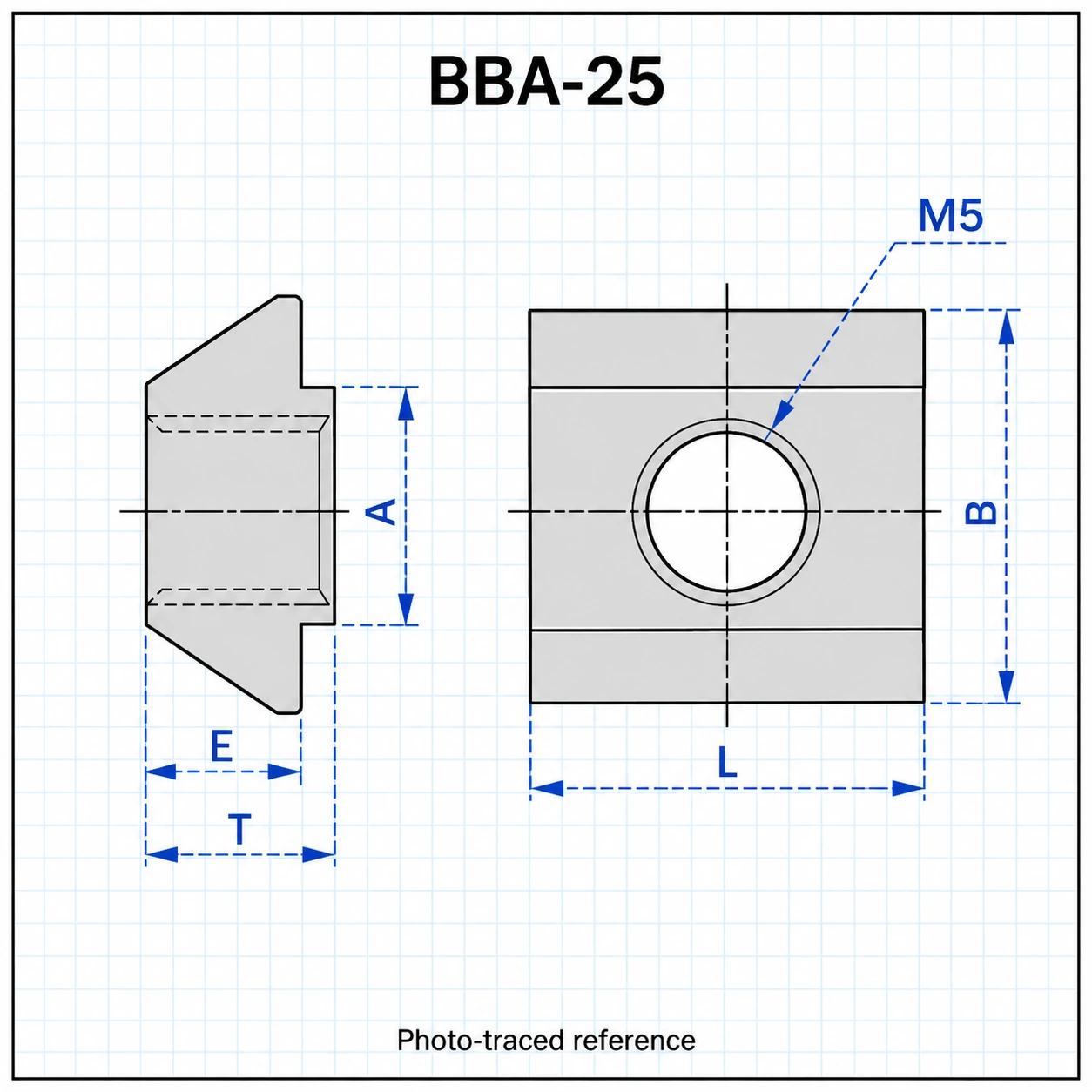 BBA-25 — Slide Nut 20mm M5