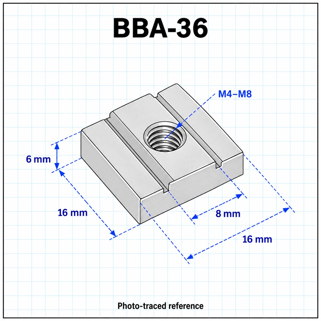 BBA-36 — Slide Nut 30mm M6