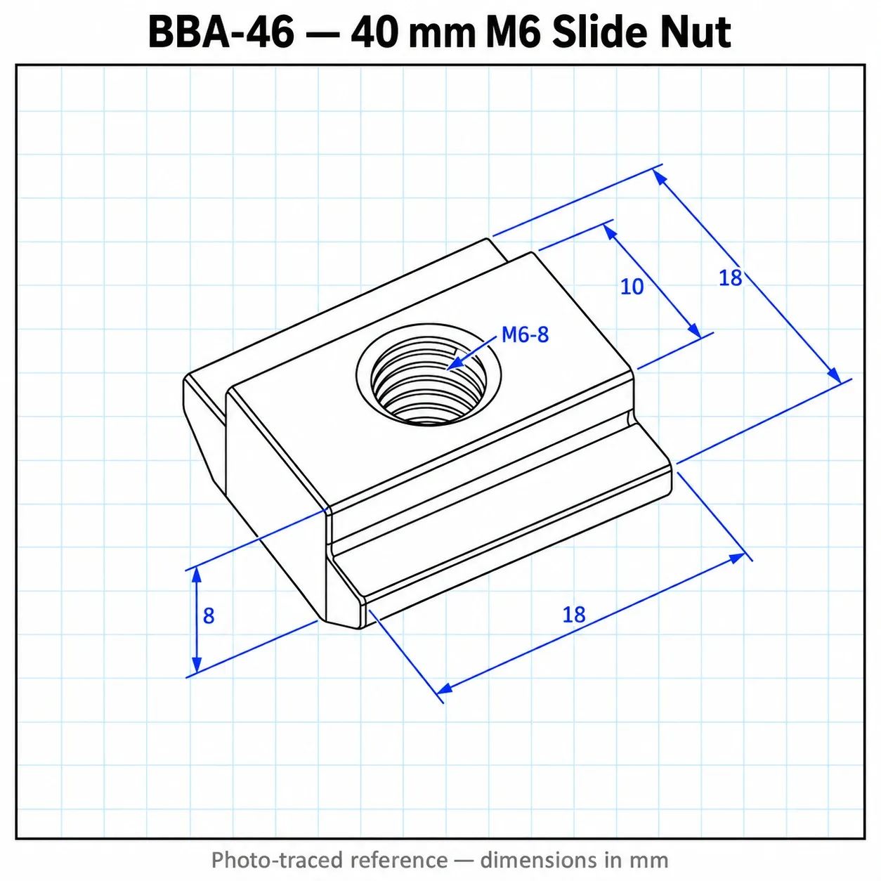 BBA-46 — Slide Nut 40mm M6