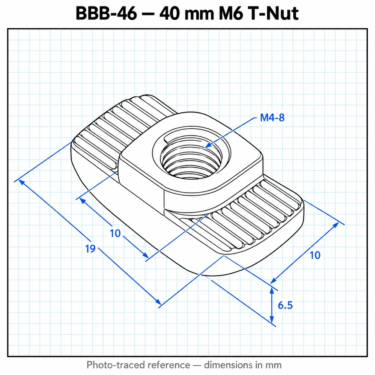 BBB-46 — T-Nut/Free Nut 40mm M6